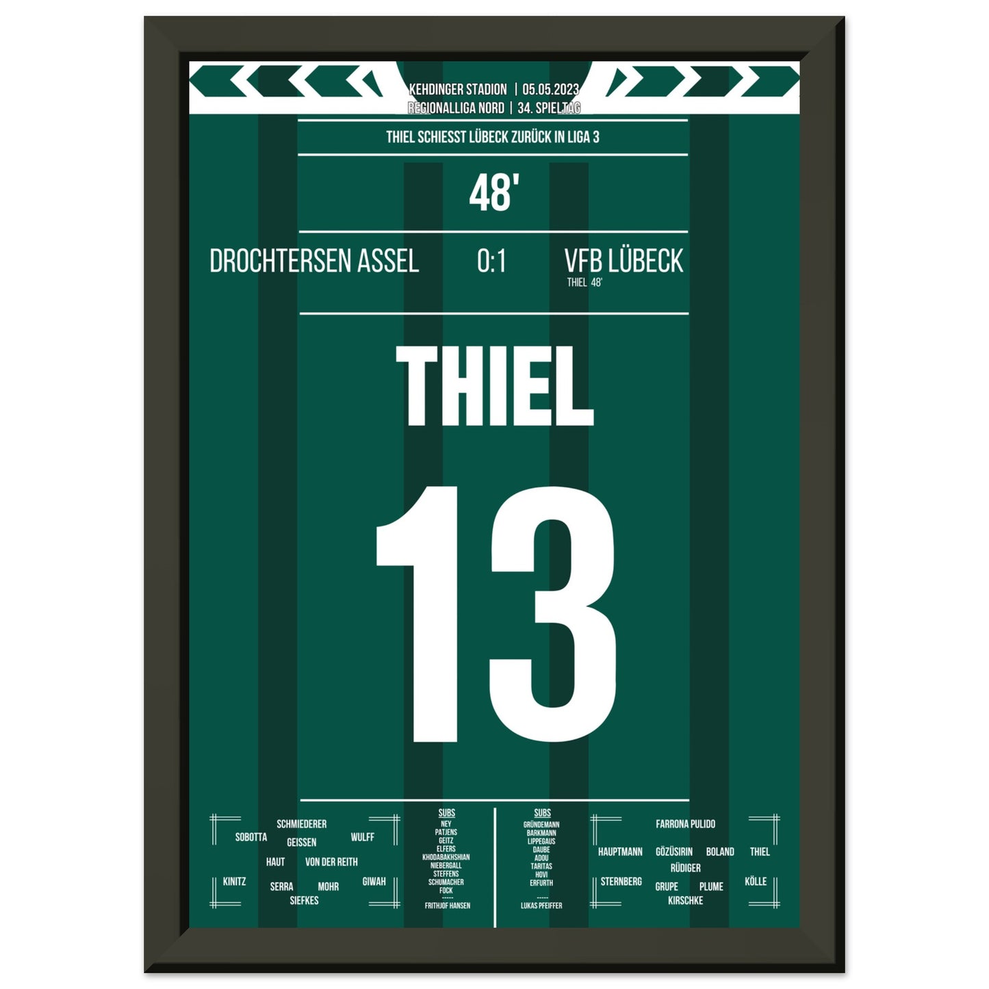 Thiel trifft und Lübeck kehrt zurück in Liga 3 A4-21x29.7-cm-8x12-Schwarzer-Aluminiumrahmen