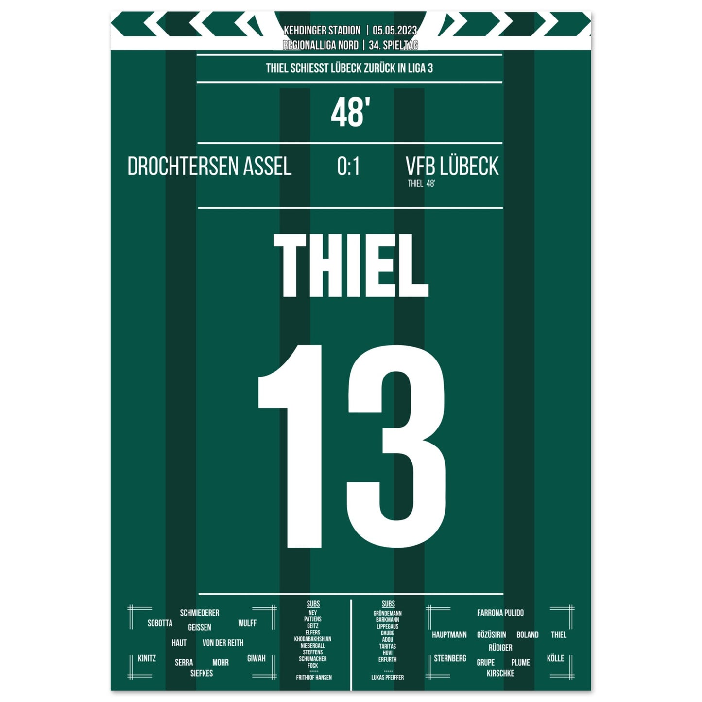 Thiel trifft und Lübeck kehrt zurück in Liga 3 A4-21x29.7-cm-8x12-Ohne-Rahmen