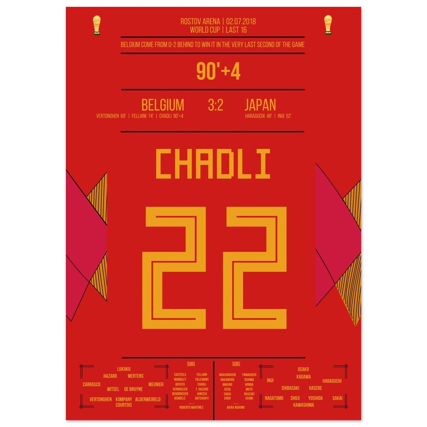 Chadli's Last-Minute Tor gegen Japan bei der WM 2018 50x70-cm-20x28-Ohne-Rahmen