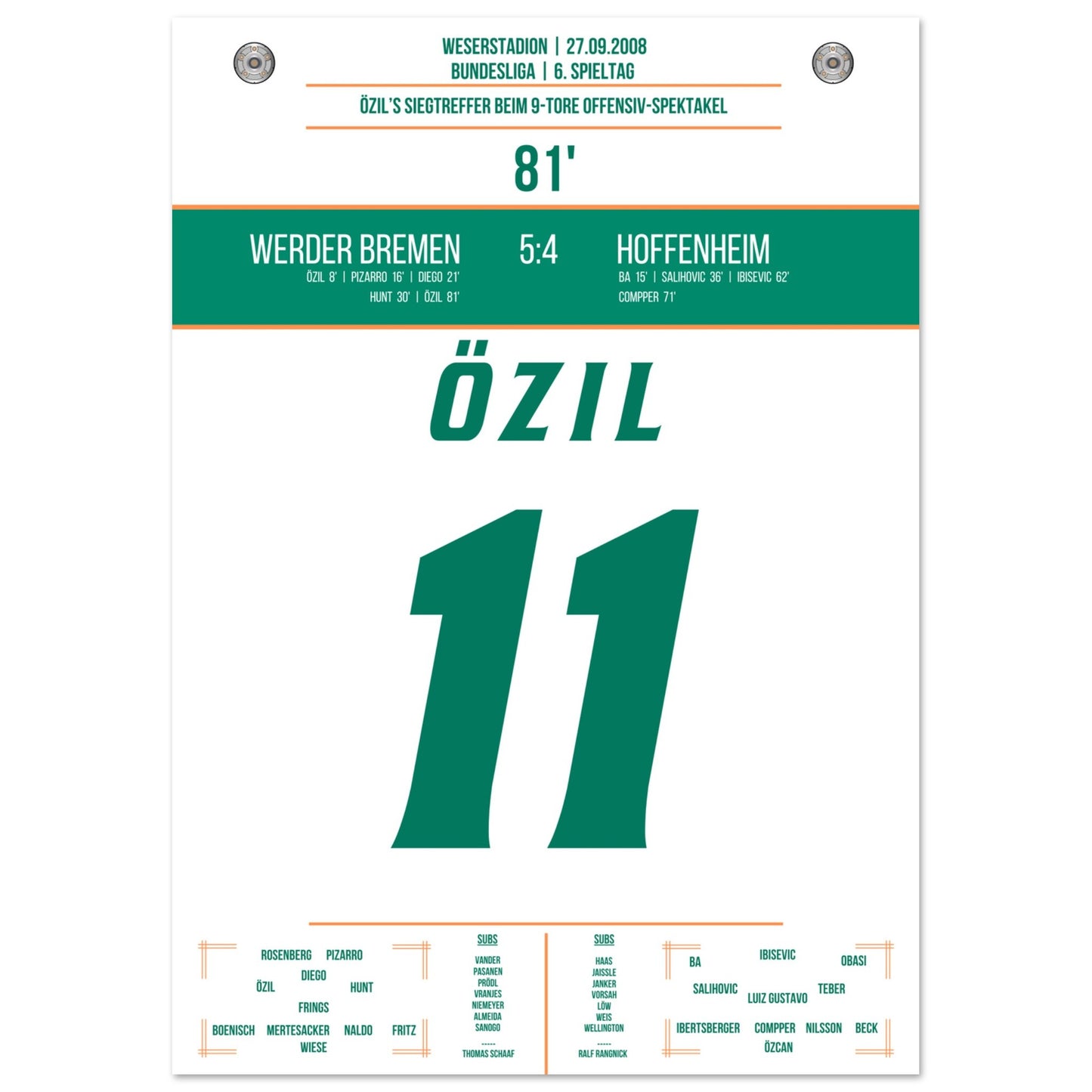 Özil's Siegtreffer bei 9-Tore Spektakel gegen Hoffenheim A4-21x29.7-cm-8x12-Ohne-Rahmen