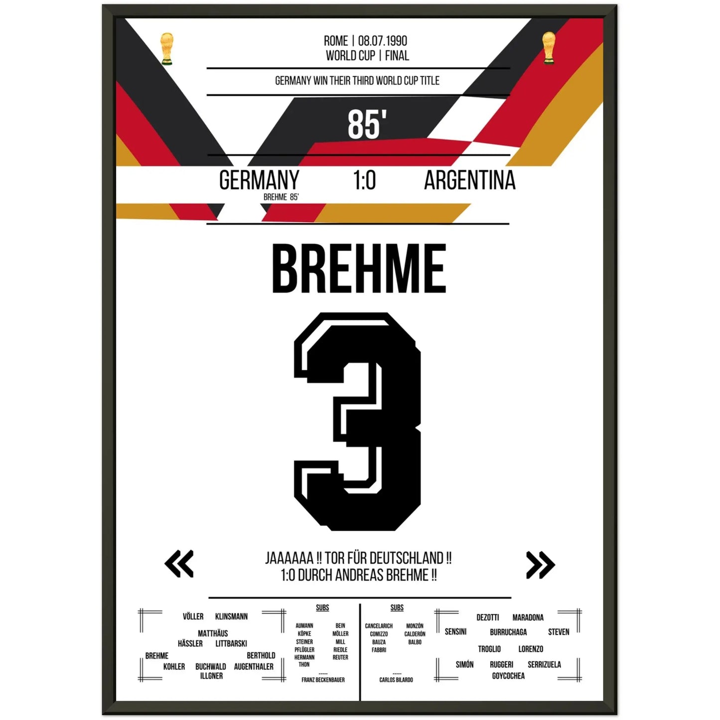 Brehme's Elfmeter gegen Argentinien im WM-Finale 1990