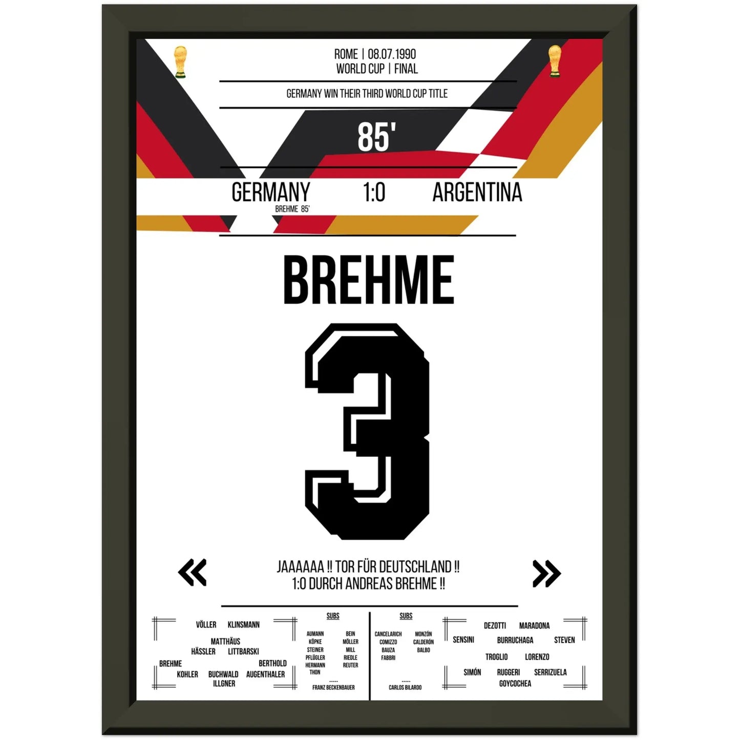 Brehme's Elfmeter gegen Argentinien im WM-Finale 1990