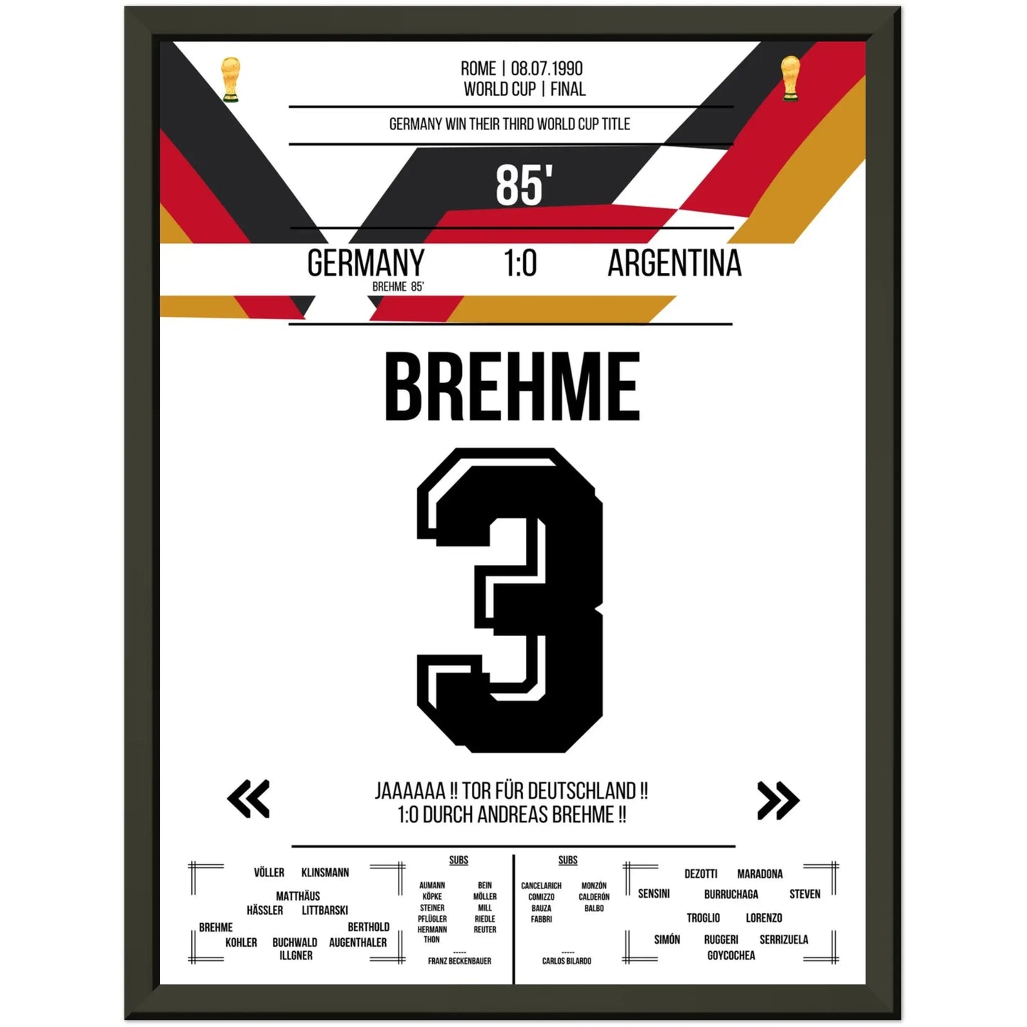 Brehme's Elfmeter gegen Argentinien im WM-Finale 1990