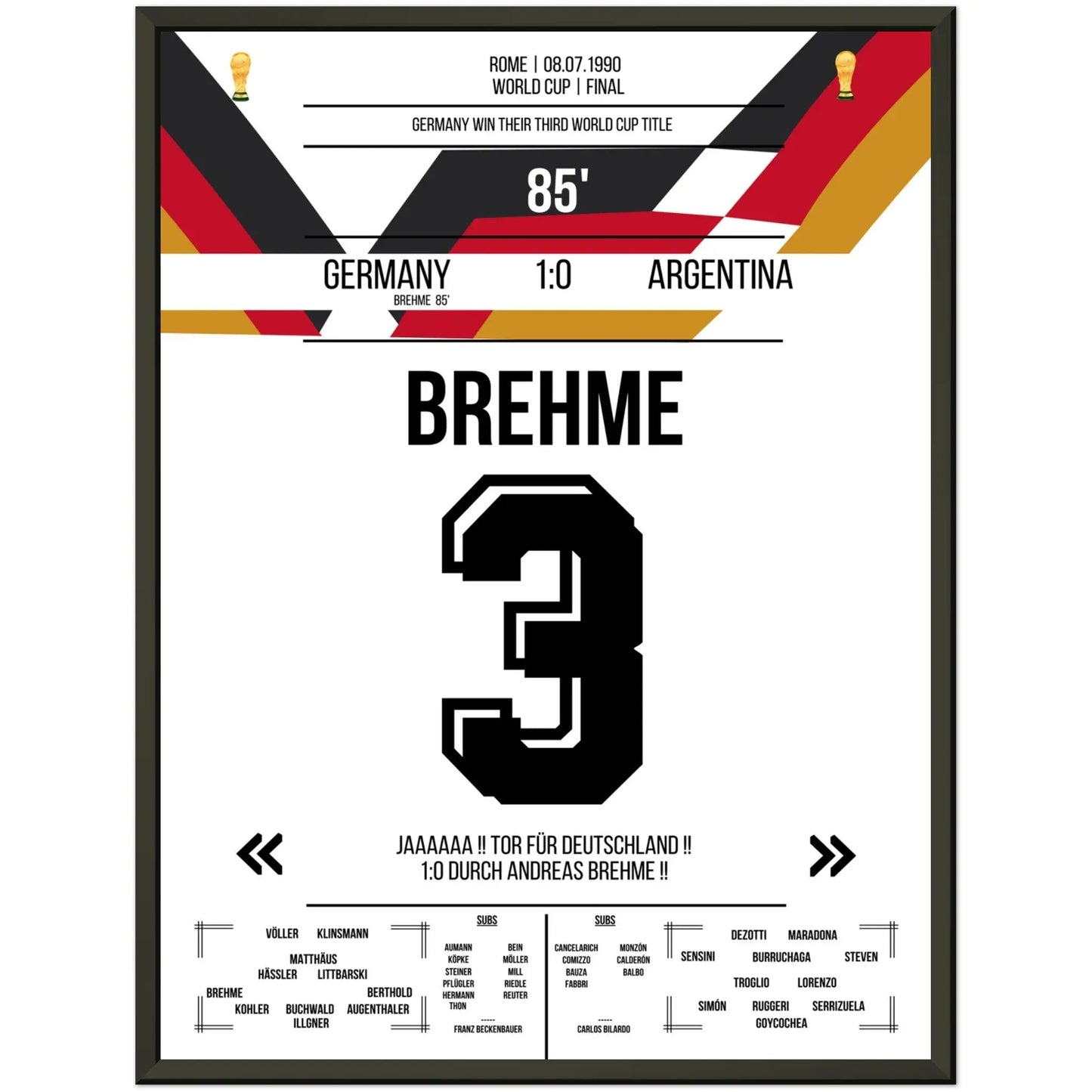 Brehme's Elfmeter gegen Argentinien im WM-Finale 1990