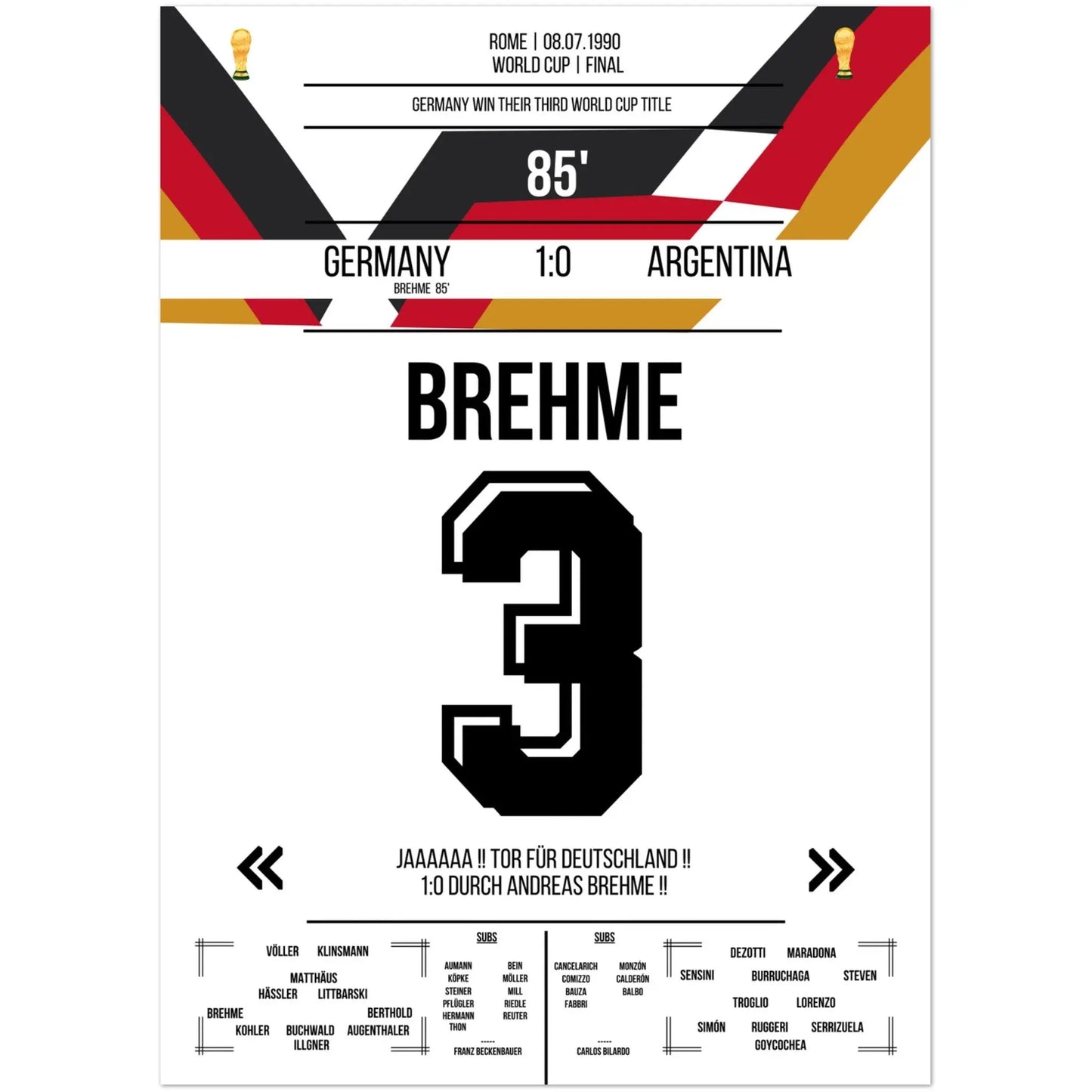 Brehme's Elfmeter gegen Argentinien im WM-Finale 1990