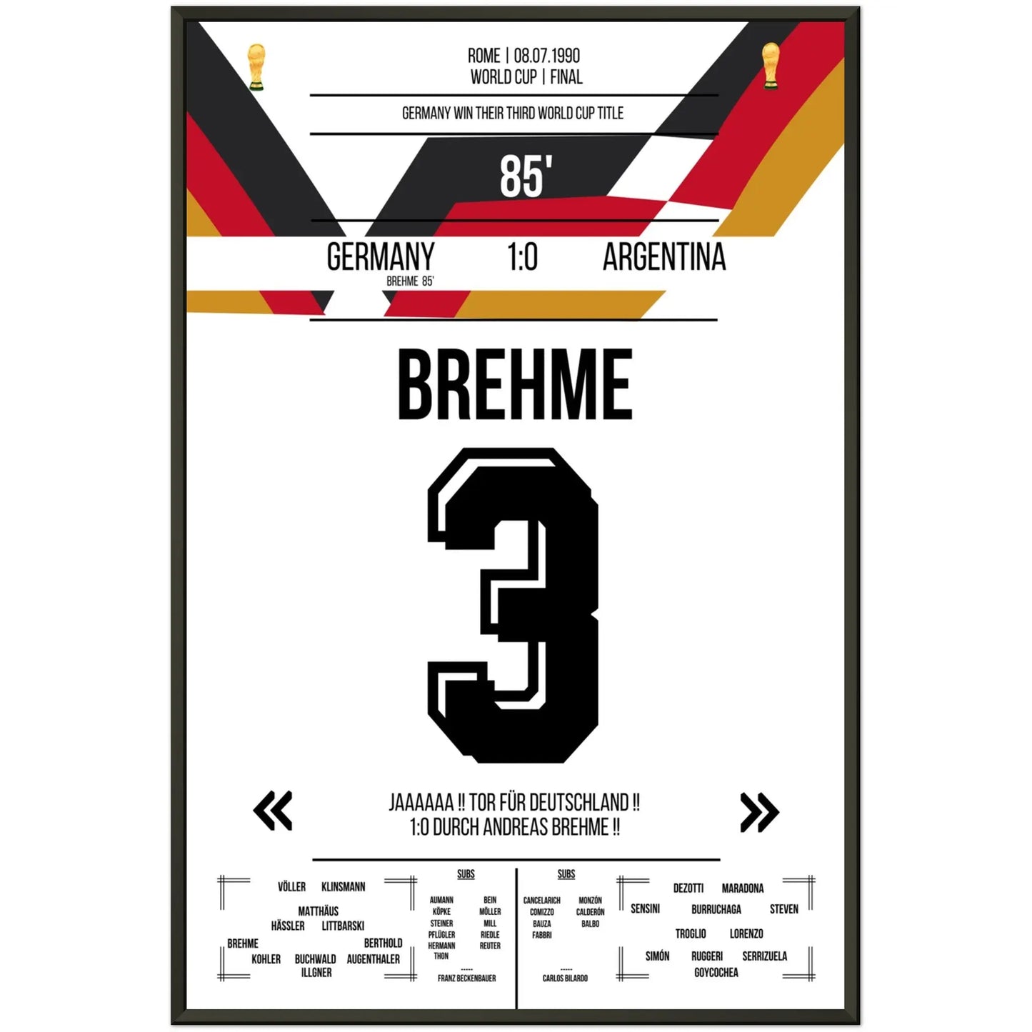 Brehme's Elfmeter gegen Argentinien im WM-Finale 1990