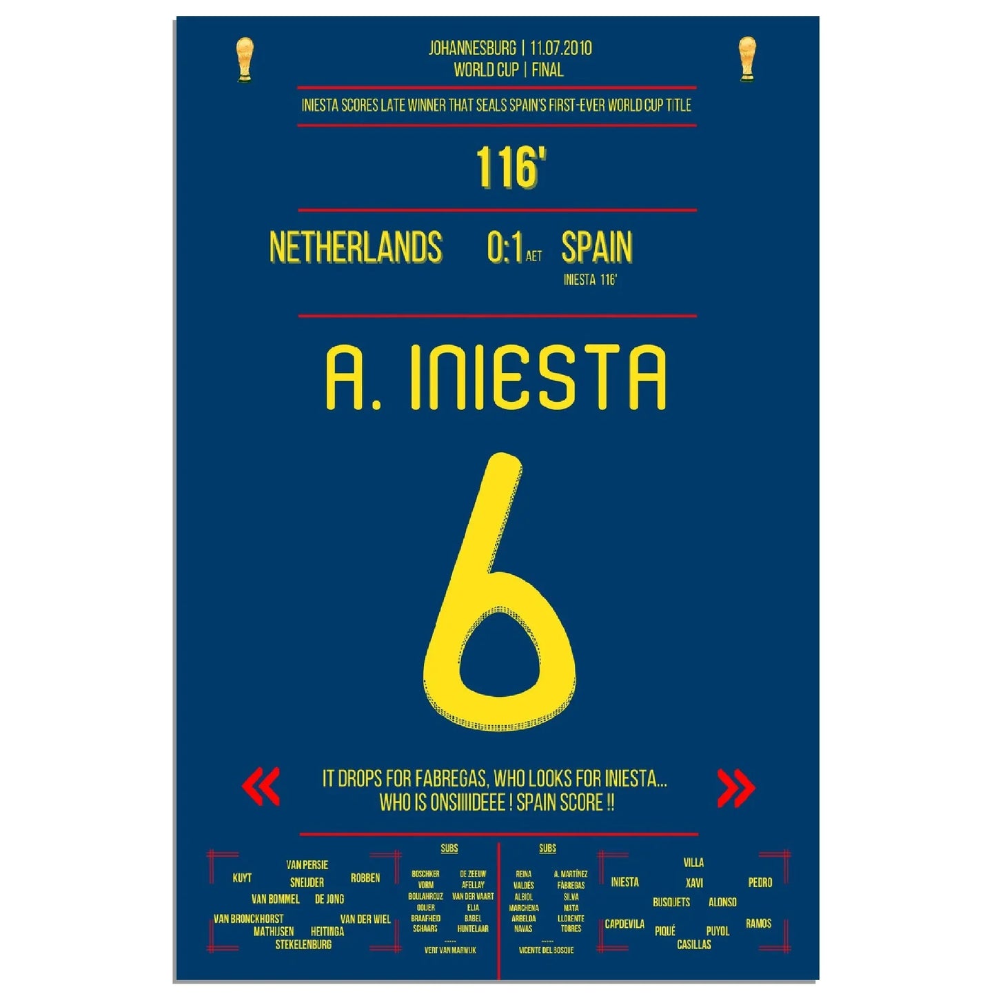 Iniesta's Tor zur Unsterblichkeit im WM Finale 2010 gegen Holland