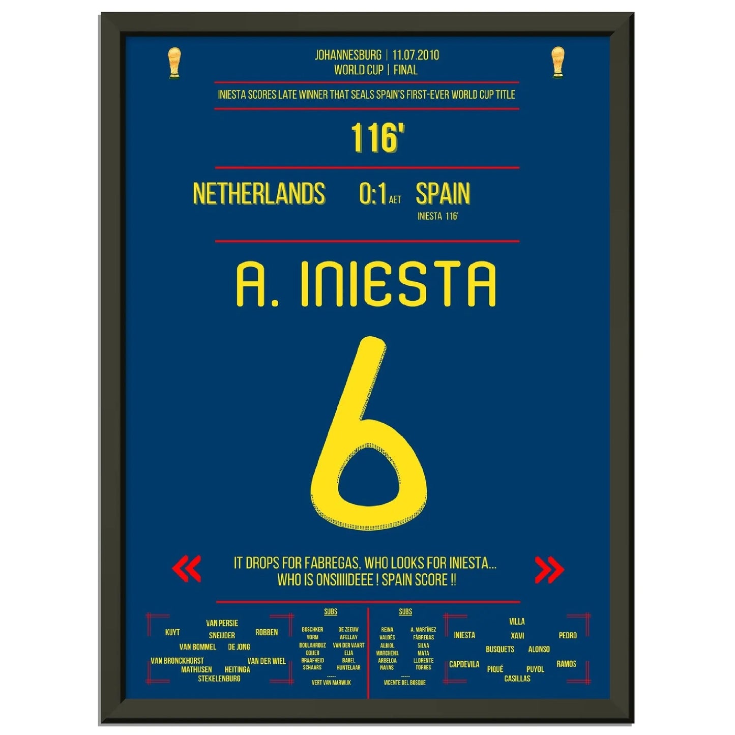 Iniesta's Tor zur Unsterblichkeit im WM Finale 2010 gegen Holland