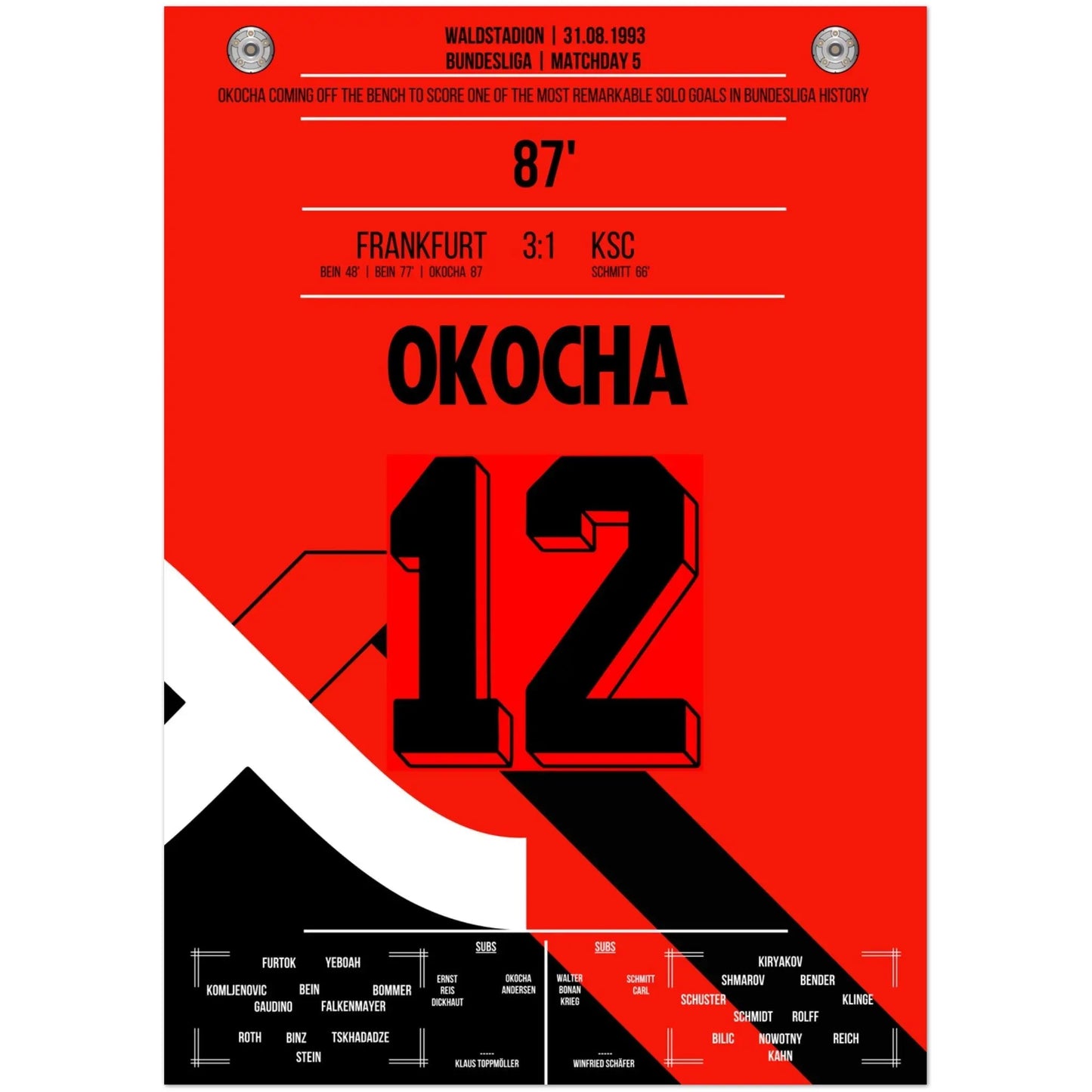 Il gol in solitaria di Jay Jay Okocha contro la difesa del KSC nel 1993