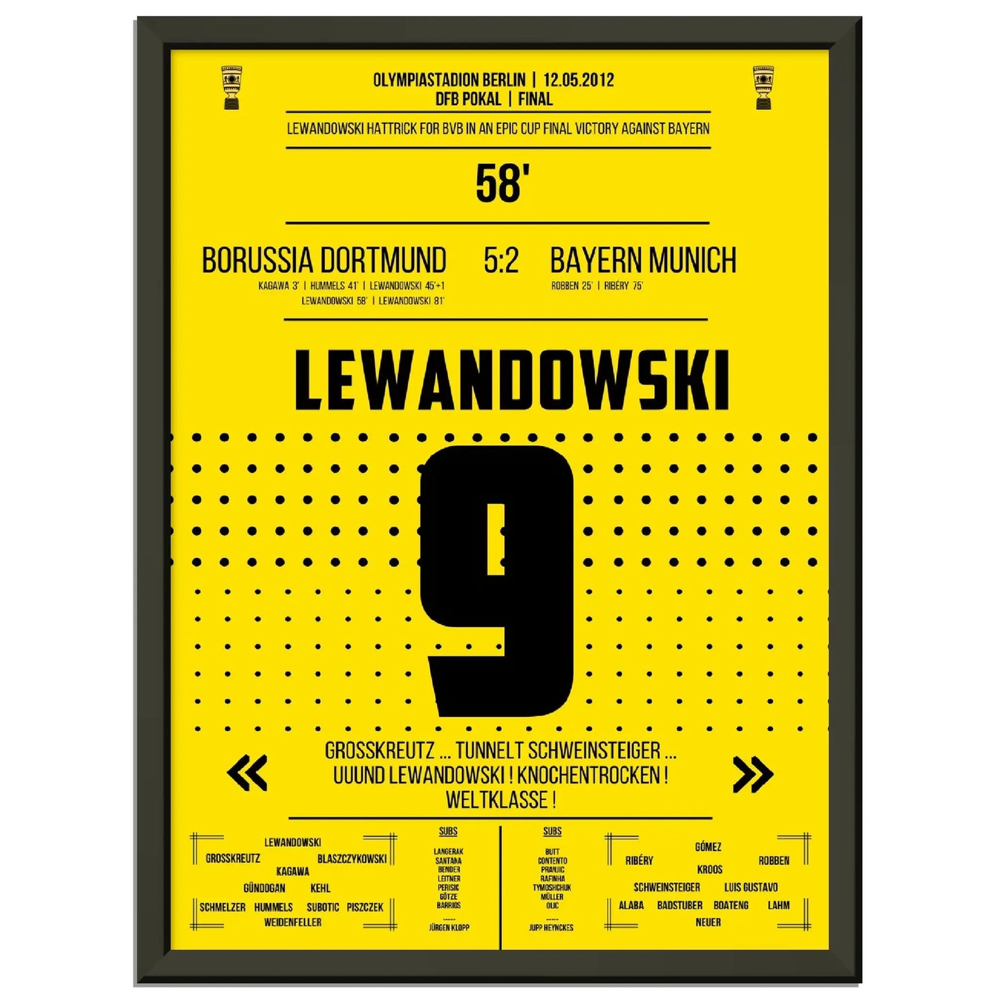 Lewandowski Hattrick im DFB Pokal Finale gegen Bayern 2012