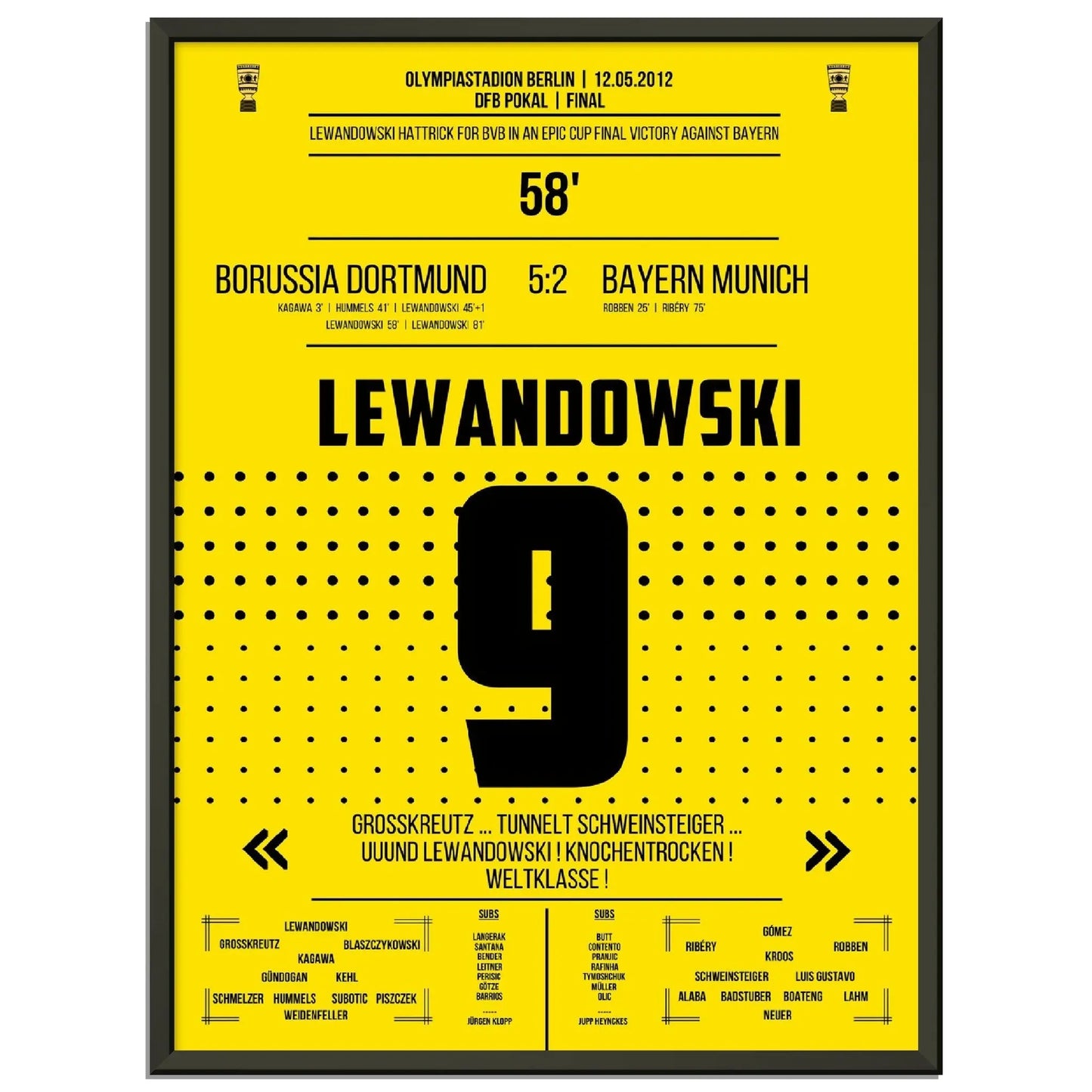 Lewandowski Hattrick im DFB Pokal Finale gegen Bayern 2012