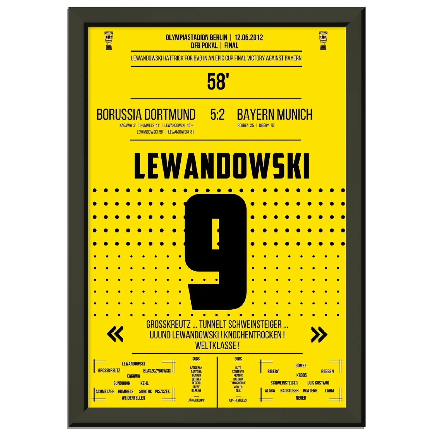 Lewandowski Hattrick im DFB Pokal Finale gegen Bayern 2012