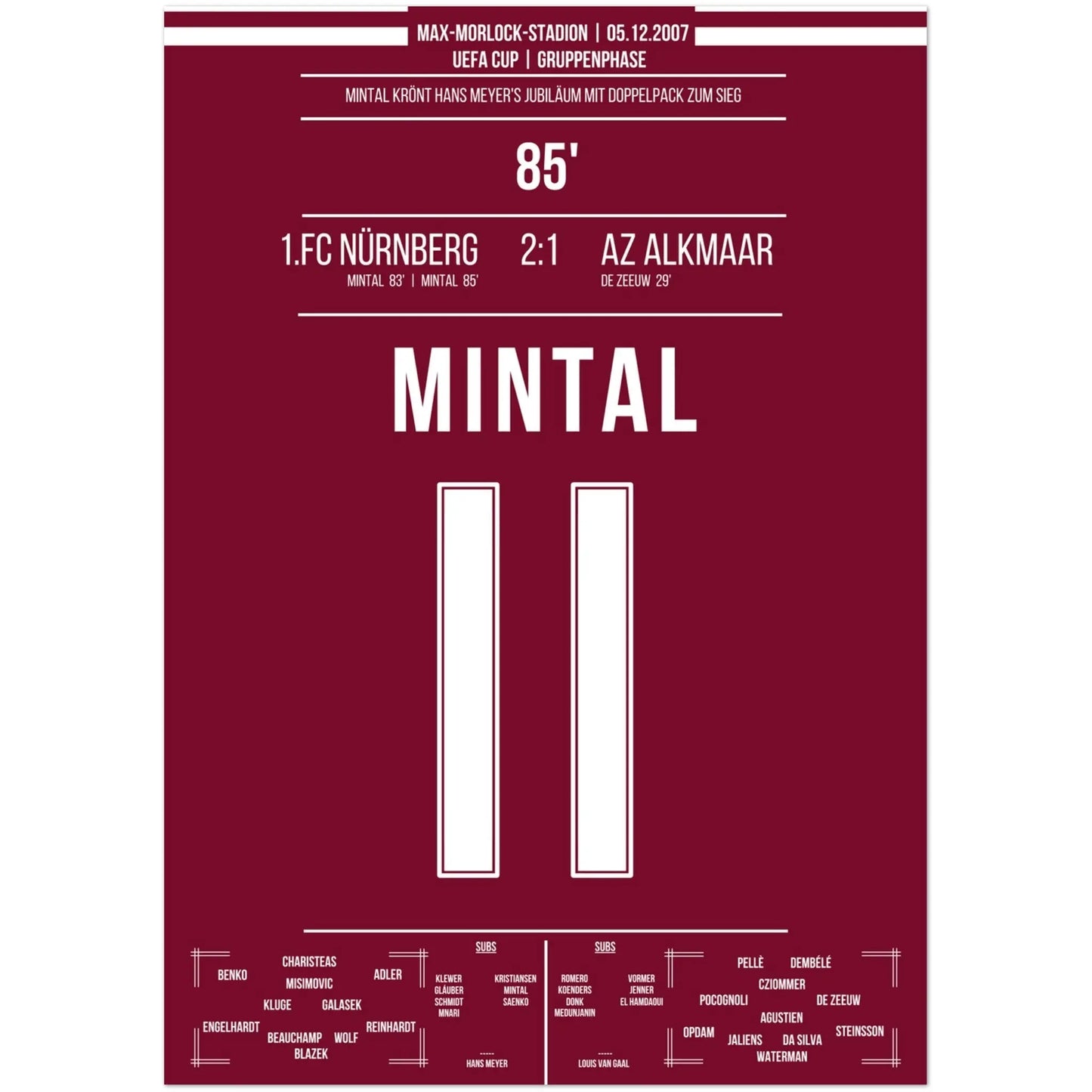 Mintal's later double pack at the Meyer anniversary in 2007