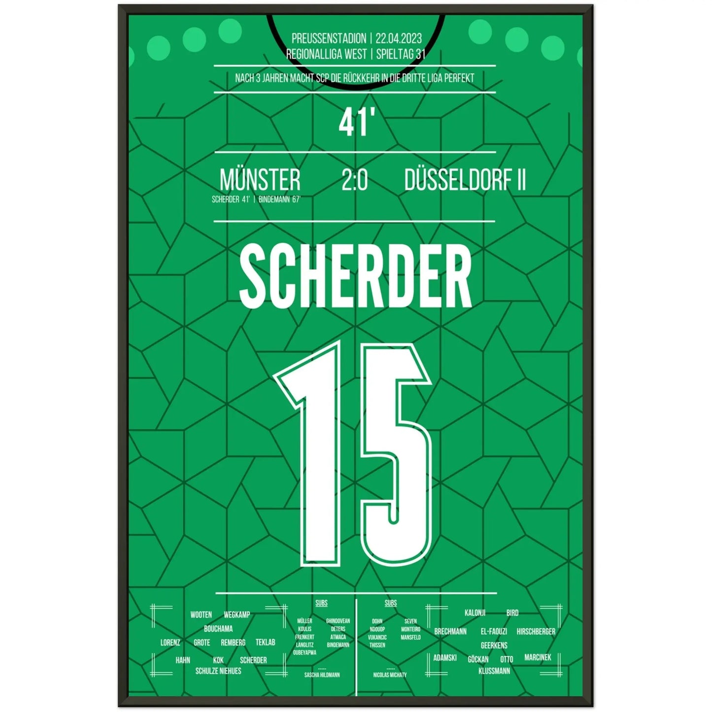 Münster's Rückkehr in die dritte Liga in 2023 60x90-cm-24x36-Schwarzer-Aluminiumrahmen
