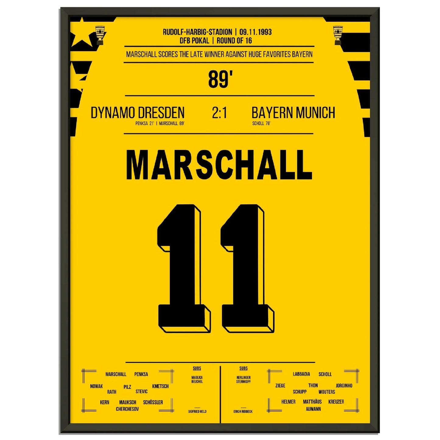 Pokalsensation durch Marschall - Dresden besiegt Bayern im DFB Pokal Achtelfinale 1993