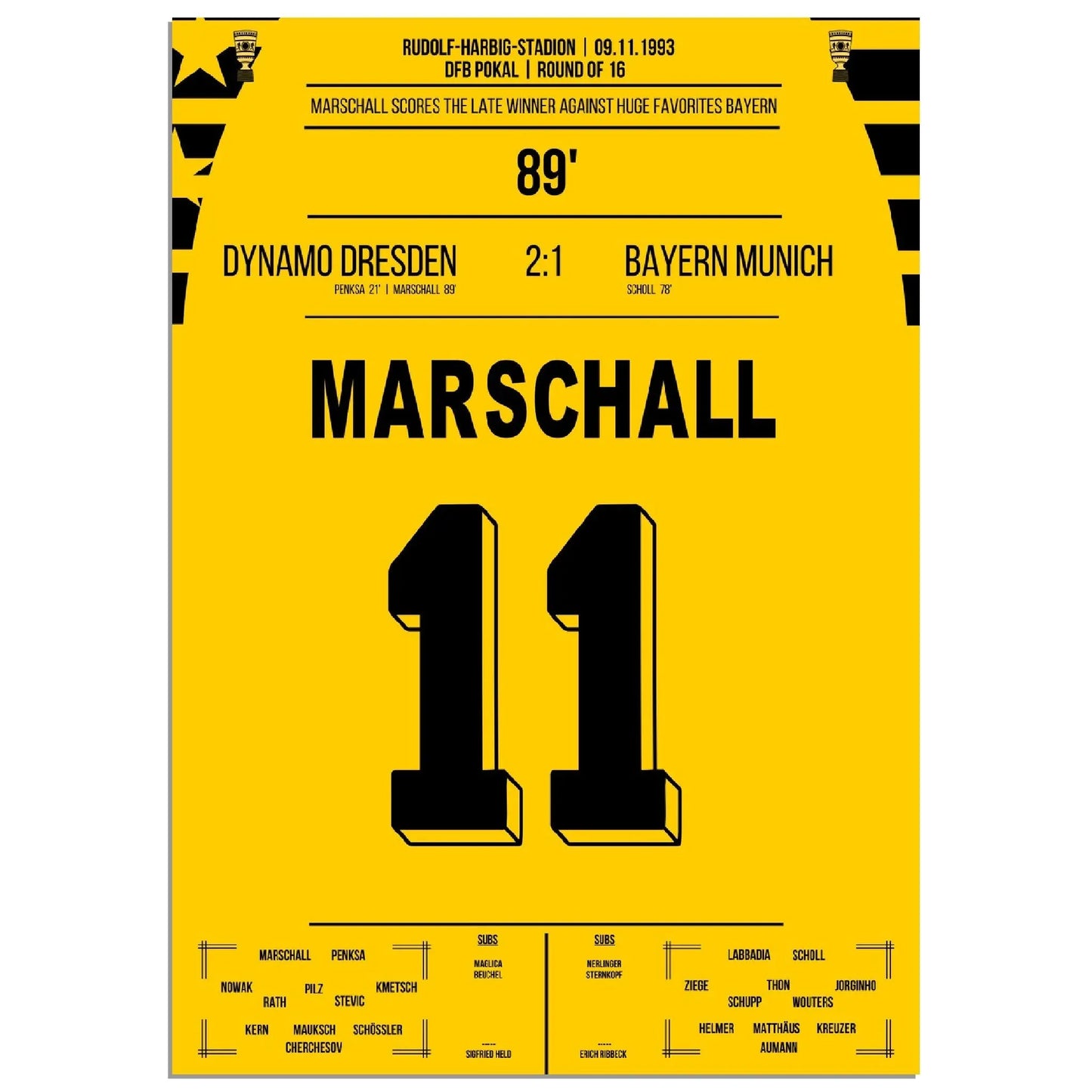 Pokalsensation durch Marschall - Dresden besiegt Bayern im DFB Pokal Achtelfinale 1993