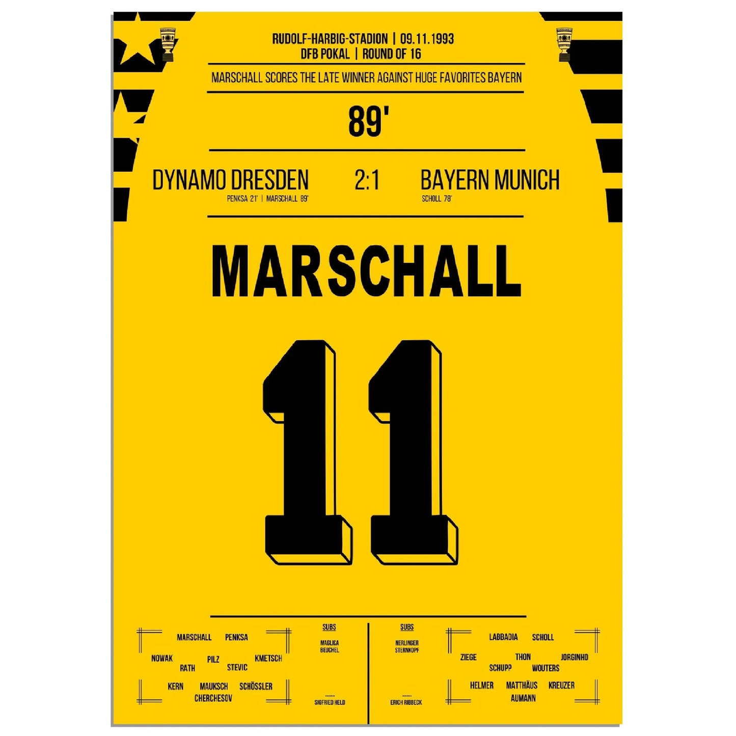 Pokalsensation durch Marschall - Dresden besiegt Bayern im DFB Pokal Achtelfinale 1993