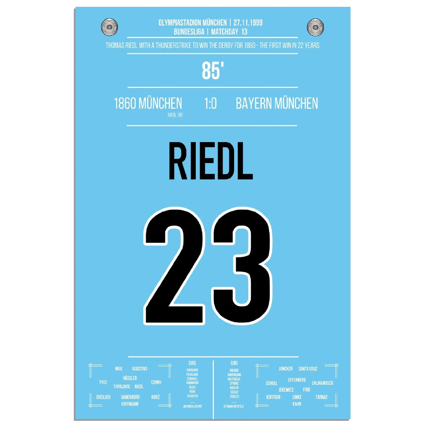 Riedl's Siegtreffer für die Löwen im Derby gegen Bayern 1999