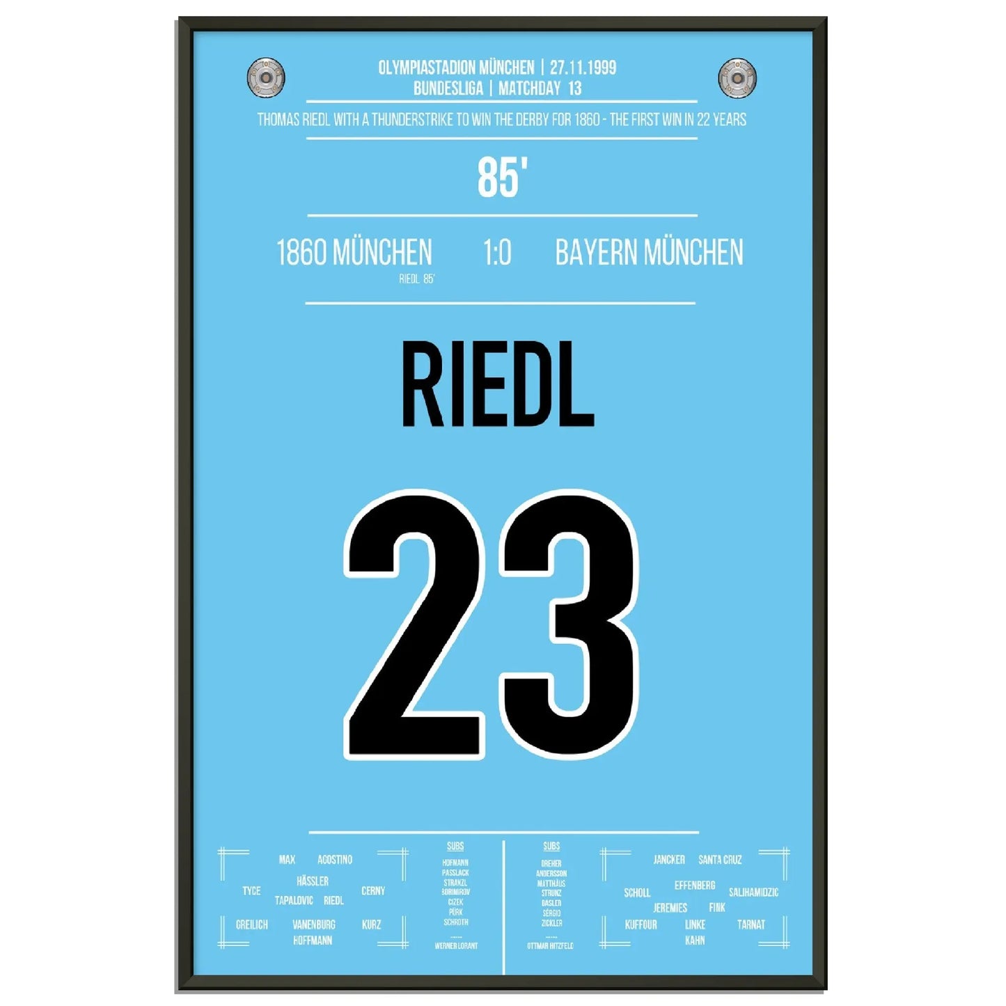 Riedl's Siegtreffer für die Löwen im Derby gegen Bayern 1999