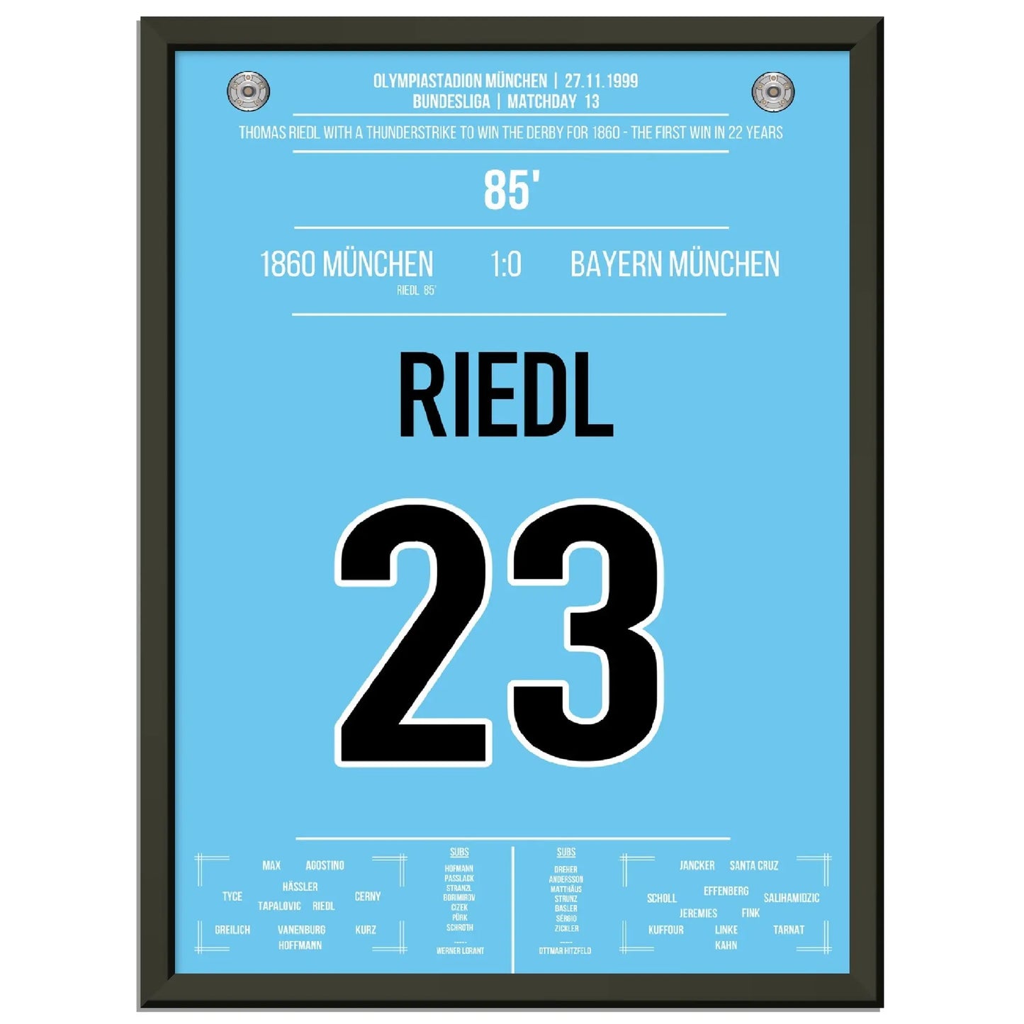 Riedl's Siegtreffer für die Löwen im Derby gegen Bayern 1999