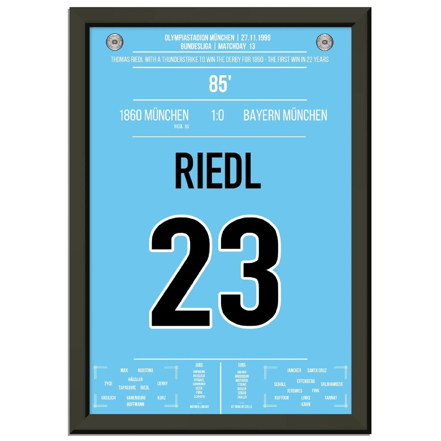 Riedl's Siegtreffer für die Löwen im Derby gegen Bayern 1999