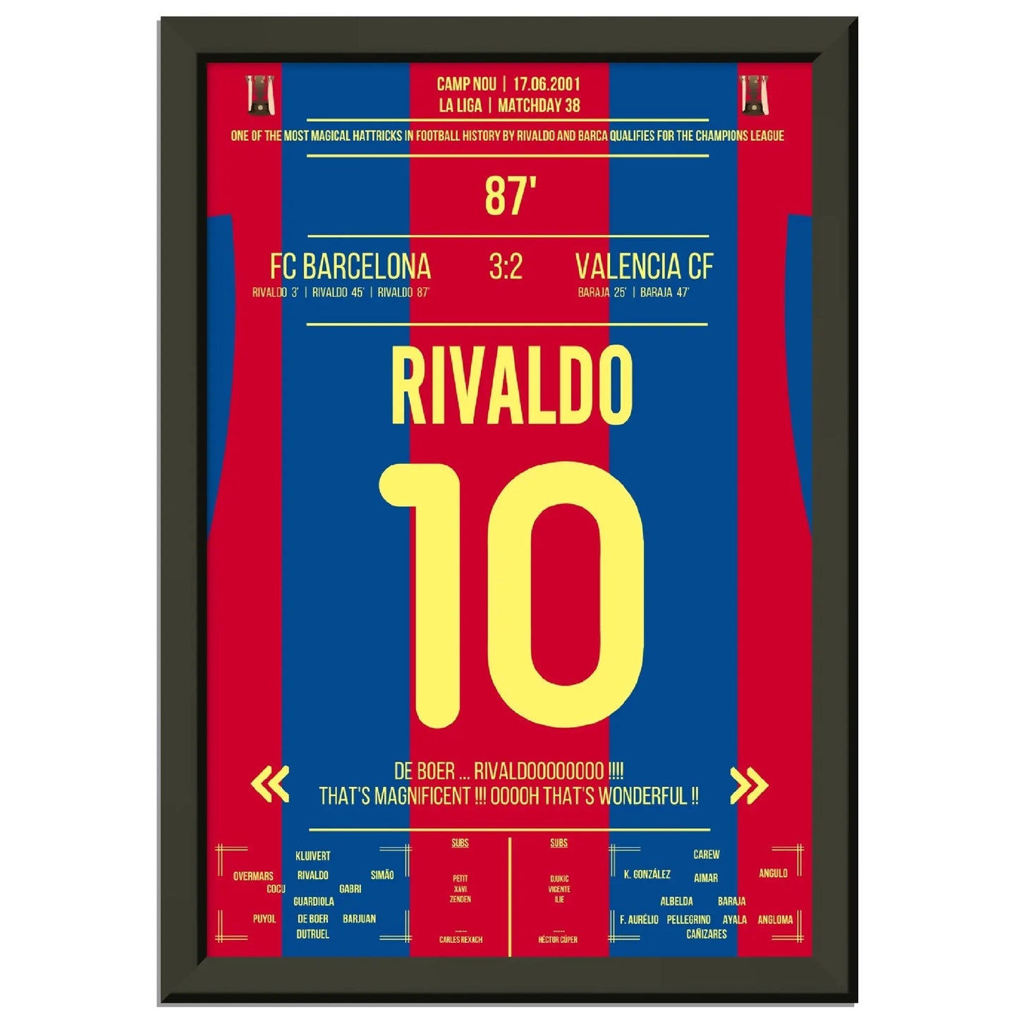 Rivaldo's magischer hattrick führt Barcelona in die Champions League