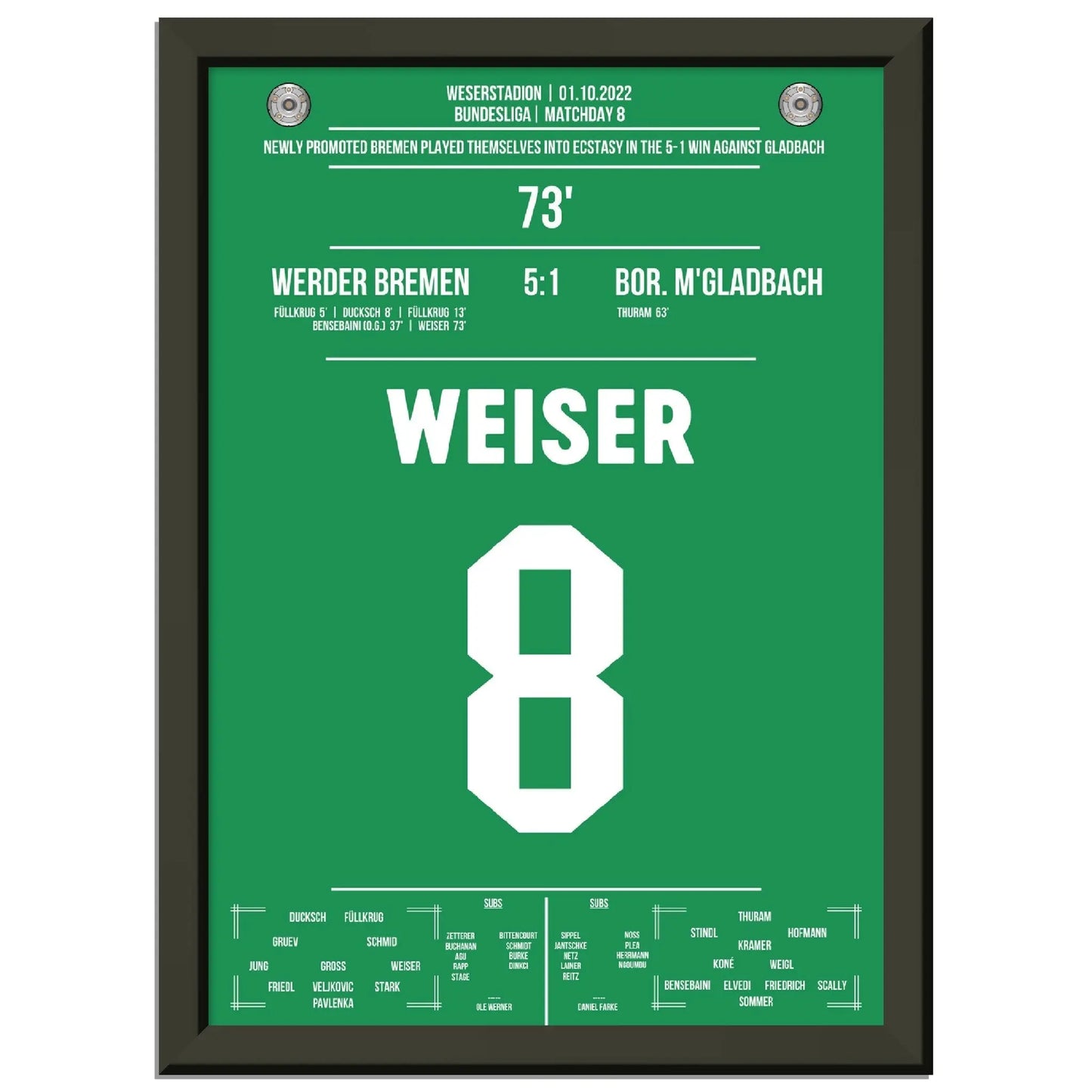 Weiser krönt Bremen's Gala-Sieg gegen Gladbach 2022