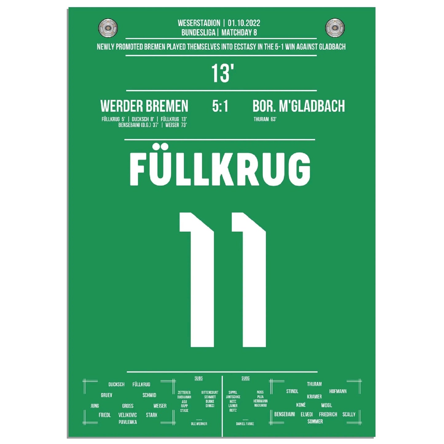 Wie im Rausch! Füllkrug-Doppelpack beim 5:1 Sieg gegen Gladbach 2022