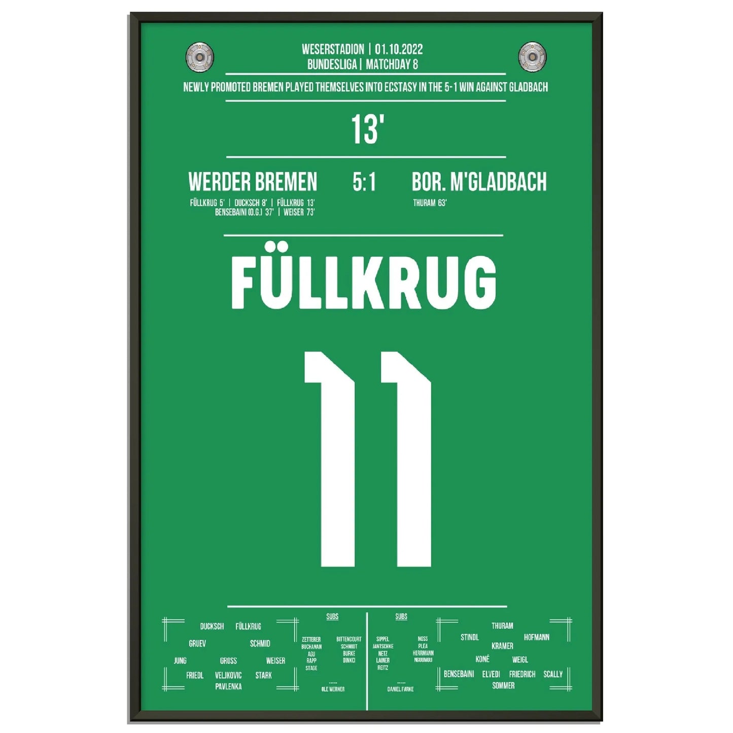Wie im Rausch! Füllkrug-Doppelpack beim 5:1 Sieg gegen Gladbach 2022