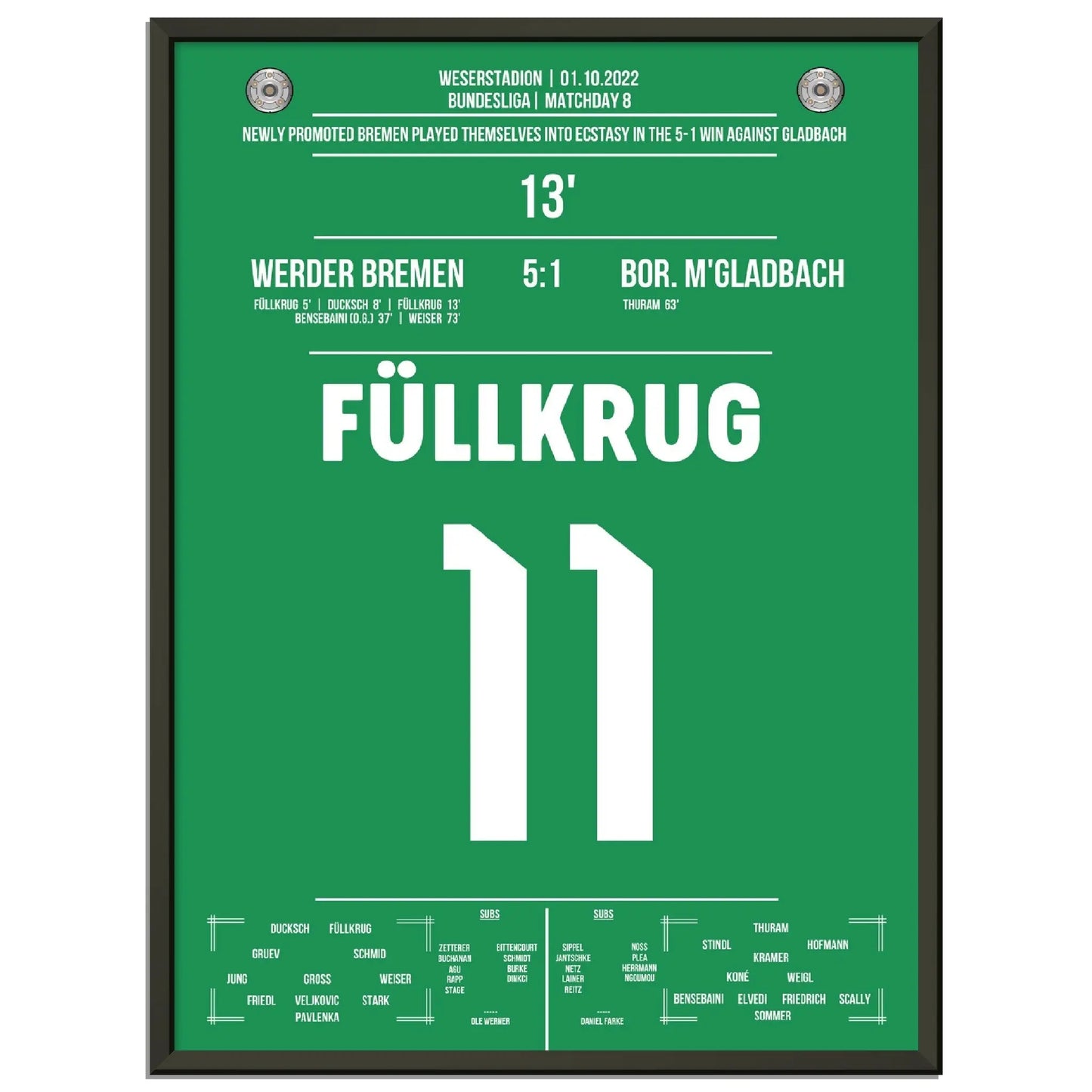 Wie im Rausch! Füllkrug-Doppelpack beim 5:1 Sieg gegen Gladbach 2022