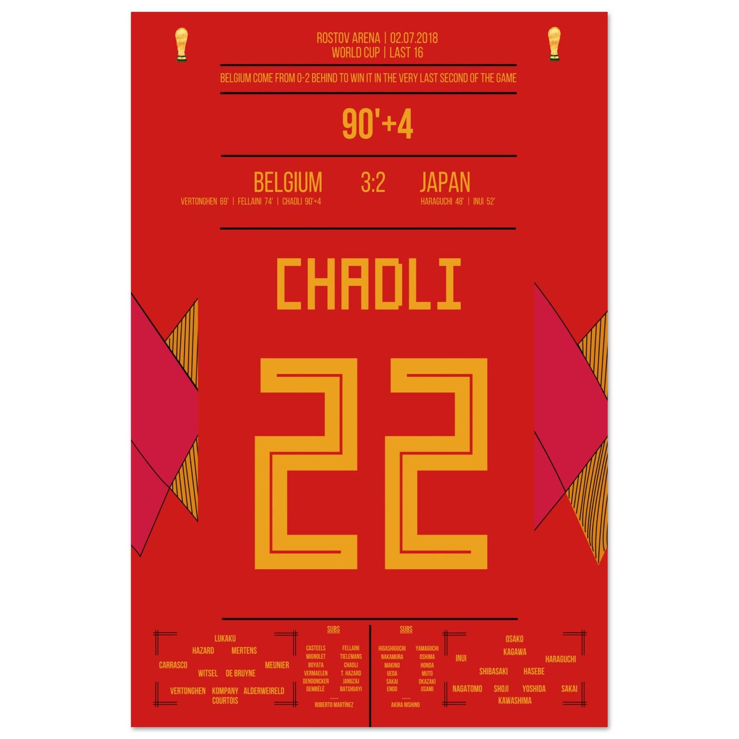 Chadli's Last-Minute Tor gegen Japan bei der WM 2018 60x90-cm-24x36-Ohne-Rahmen