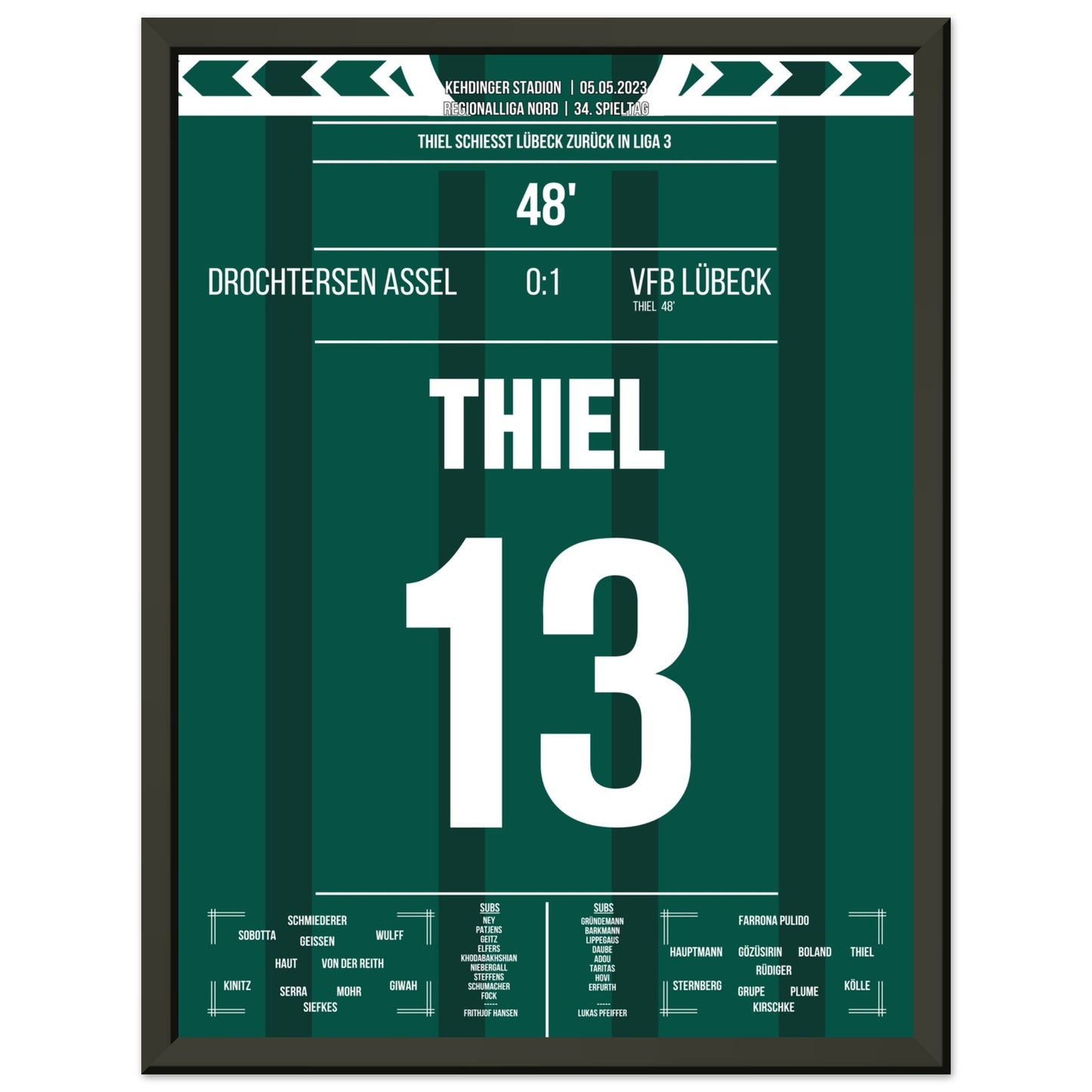 Thiel trifft und Lübeck kehrt zurück in Liga 3 30x40-cm-12x16-Schwarzer-Aluminiumrahmen