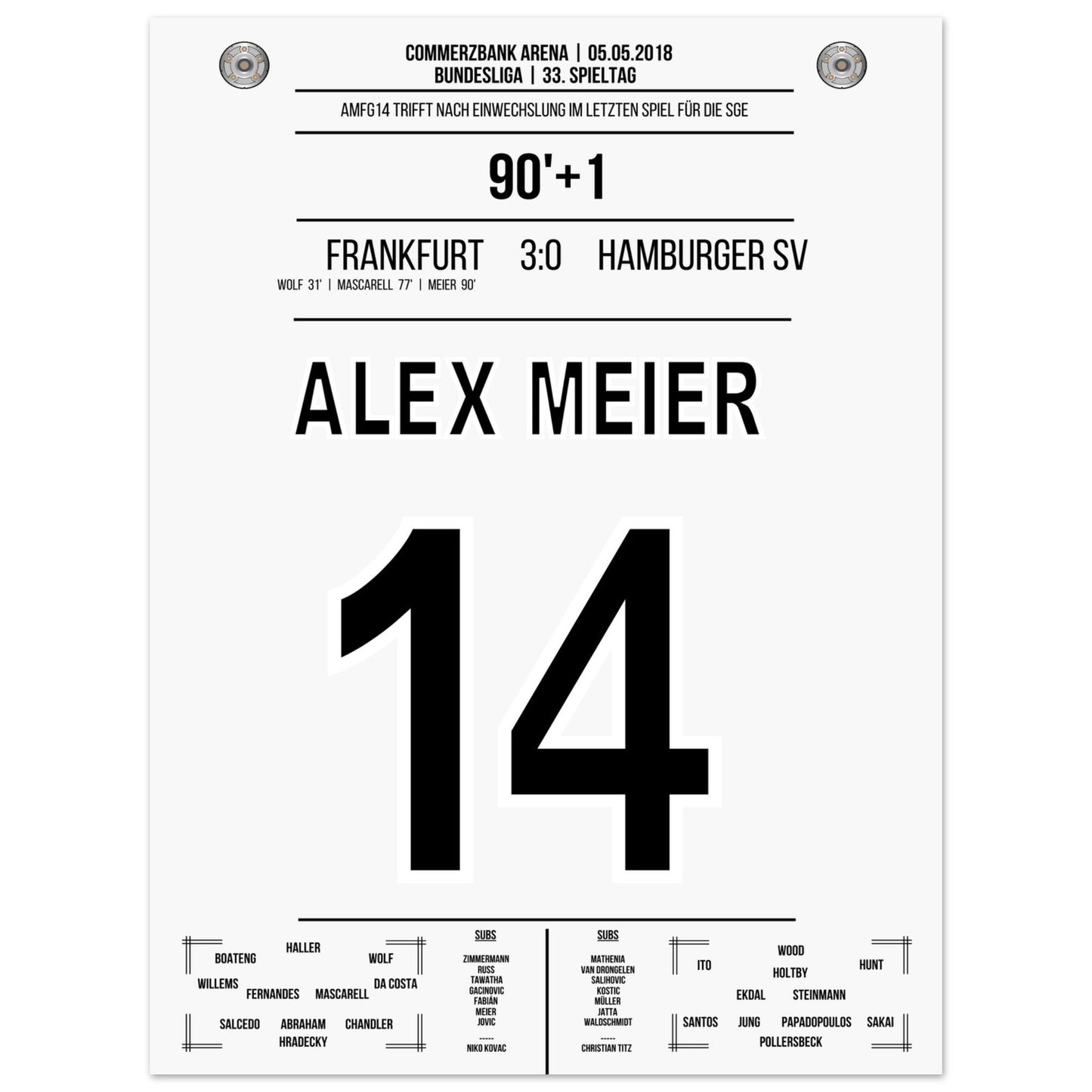 Alex Meier's letztes Tor zum Abschied in 2018 30x40-cm-12x16-Ohne-Rahmen