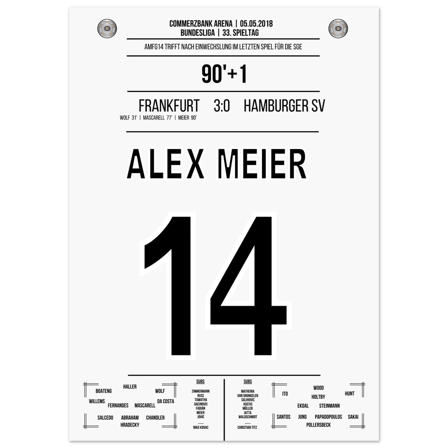 Alex Meier's letztes Tor zum Abschied in 2018 50x70-cm-20x28-Ohne-Rahmen