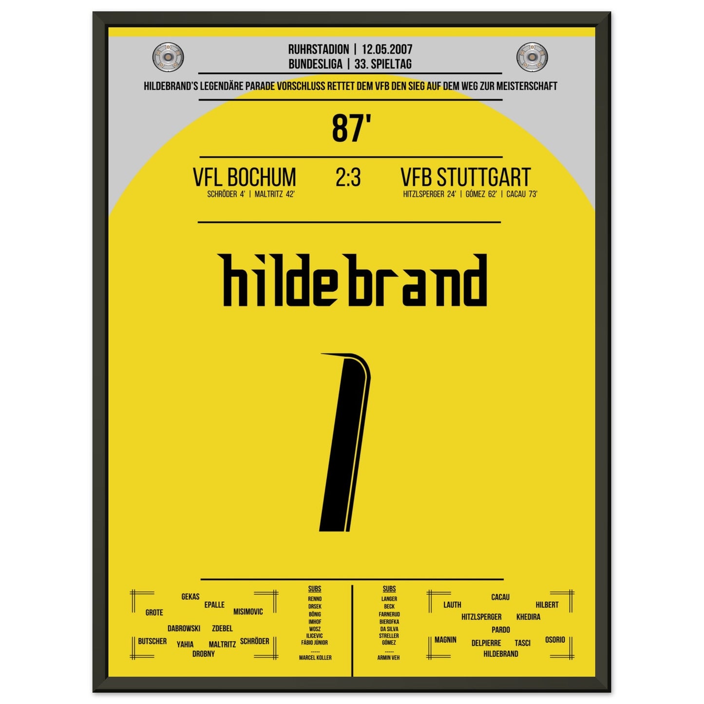 Hildebrand's legendäre Parade gegen Bochum in 2007 45x60-cm-18x24-Schwarzer-Aluminiumrahmen