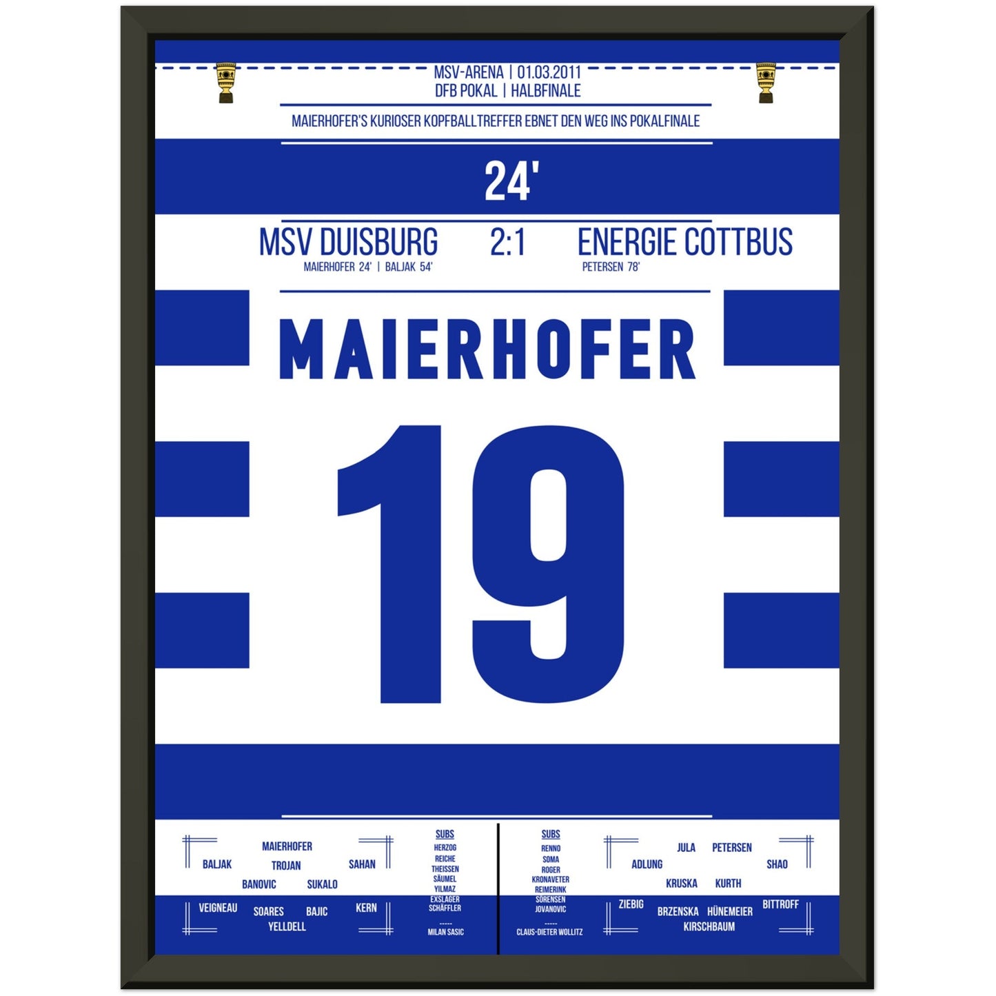 Maierhofer's kurioser Treffer beim Pokal-Finaleinzug 2011 30x40-cm-12x16-Schwarzer-Aluminiumrahmen