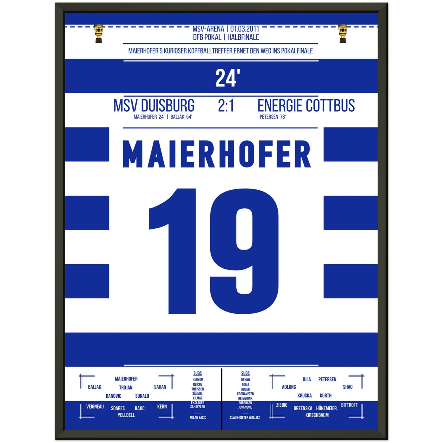 Maierhofer's kurioser Treffer beim Pokal-Finaleinzug 2011 45x60-cm-18x24-Schwarzer-Aluminiumrahmen