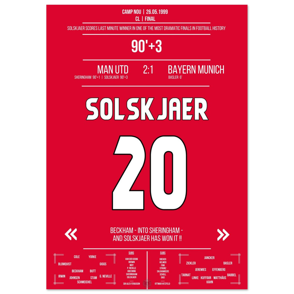 Solskjaer marca en la remontada más memorable de la historia en la final de 1999 contra <tc>Bayern</tc>