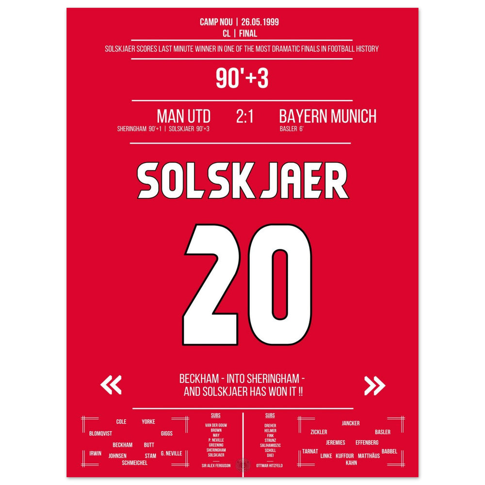 Solskjaer marca en la remontada más memorable de la historia en la final de 1999 contra <tc>Bayern</tc>