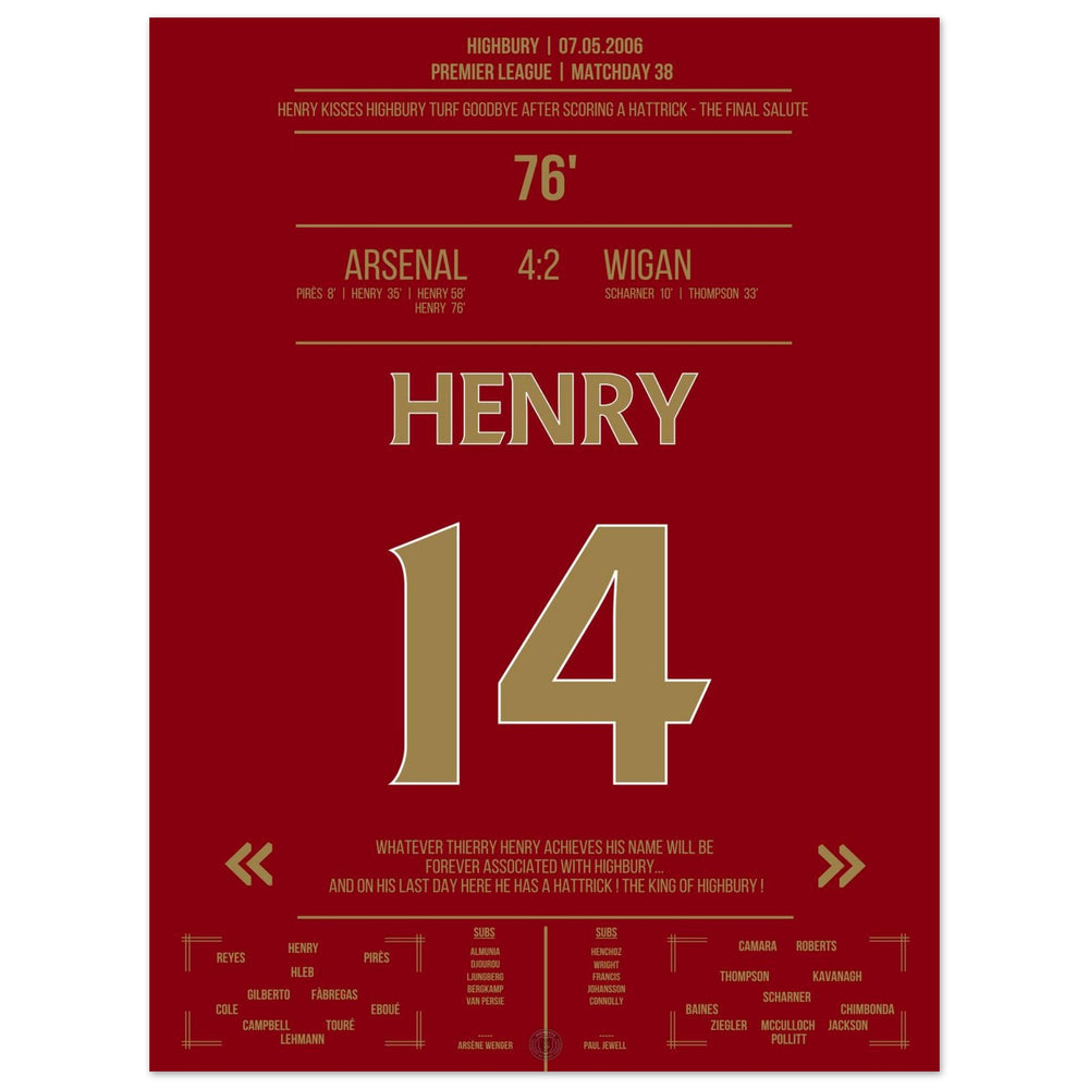 Thierry Henry Hattrick Ultima Partita A Highbury Arsenal - Wigan - L'Ultimo Saluto