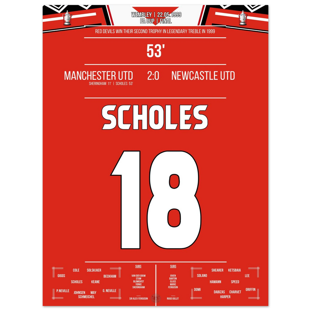 Scholes marca en el triunfo de la Copa del United en Wembley durante la temporada del triplete.