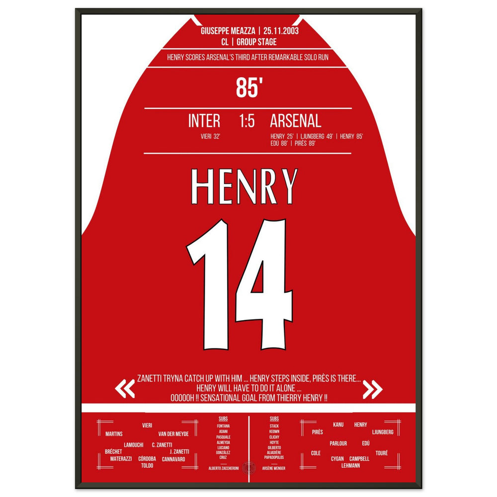 Henry contro la difesa dell'Inter da solo nella vittoria esterna dell'Arsenal per 5-1.