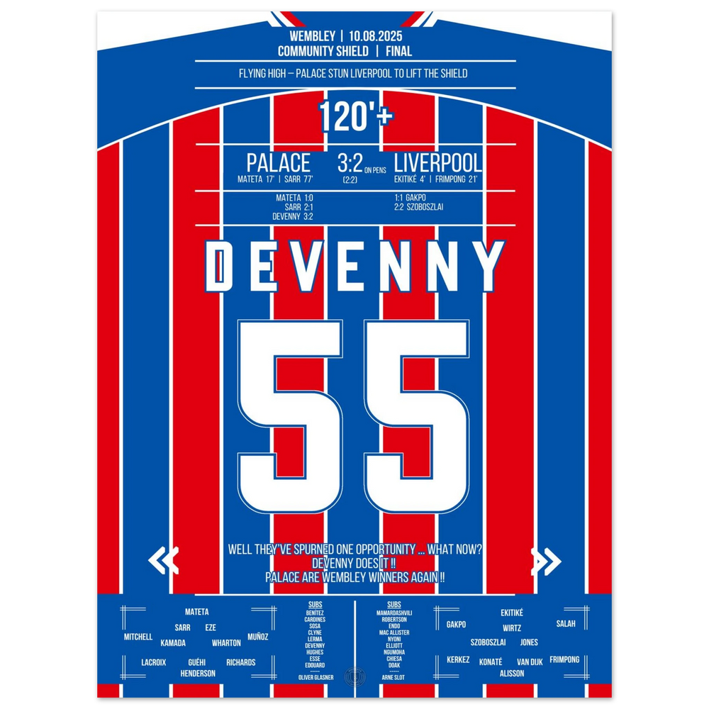Devenny ice-cold: Palace snatches the Shield from the spot