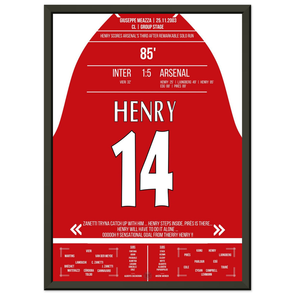 Henry contro la difesa dell'Inter da solo nella vittoria esterna dell'Arsenal per 5-1.