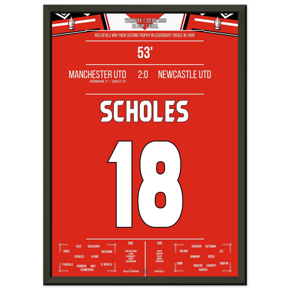 Scholes marca en el triunfo de la Copa del United en Wembley durante la temporada del triplete.