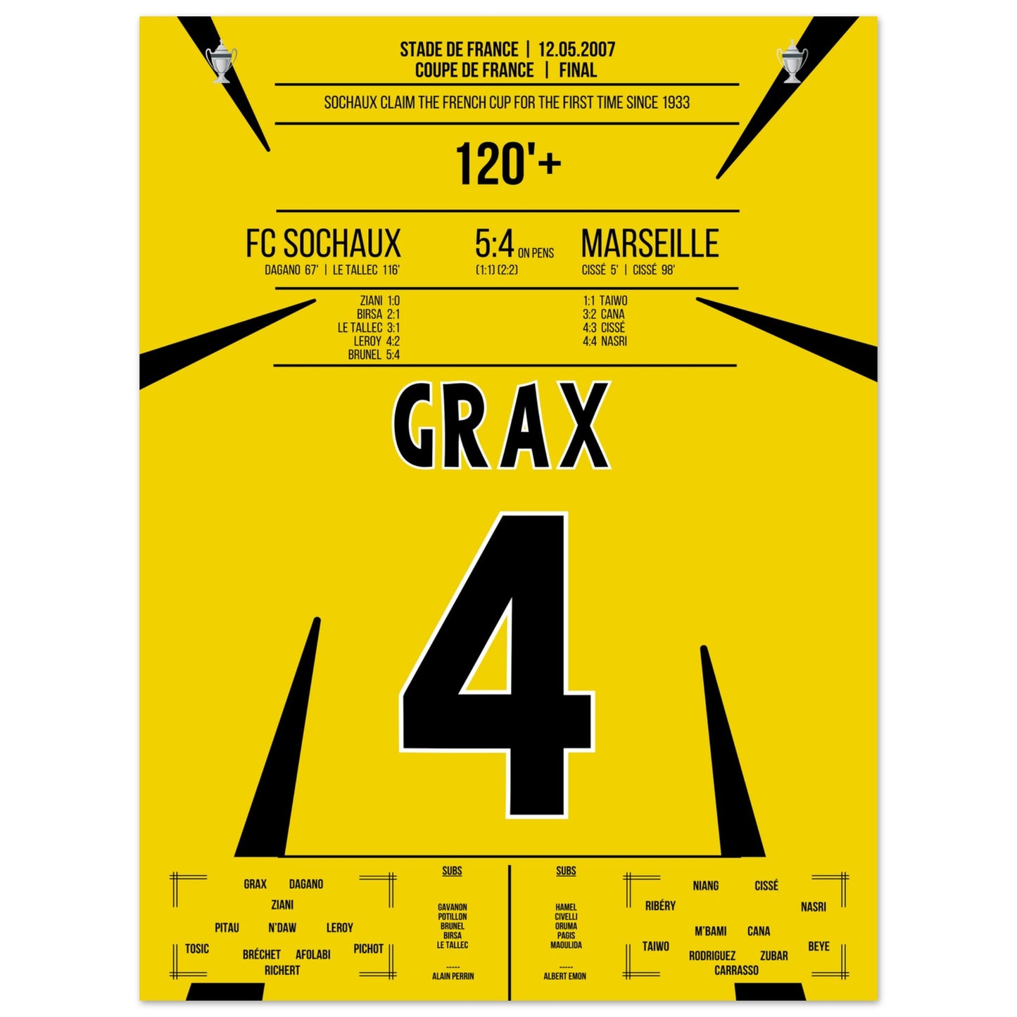 Sochaux gewinnt den französischen Pokal zum ersten mal seit 1933 30x40-cm-12x16-Ohne-Rahmen