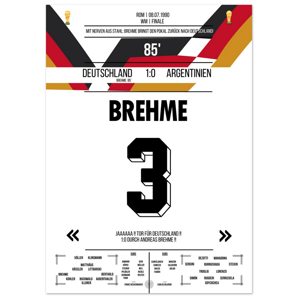 Il rigore di Brehme contro l'Argentina nella finale dei Mondiali del 1990