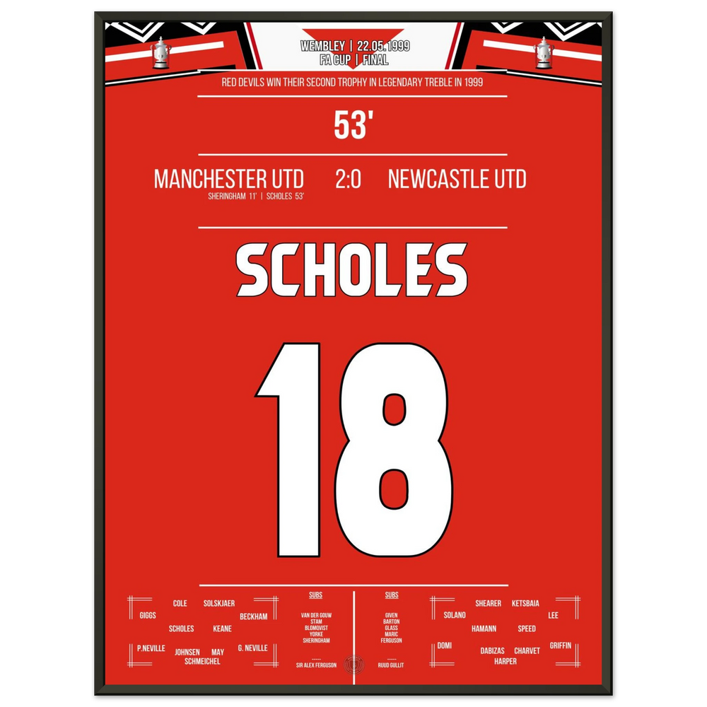 Scholes marca en el triunfo de la Copa del United en Wembley durante la temporada del triplete.
