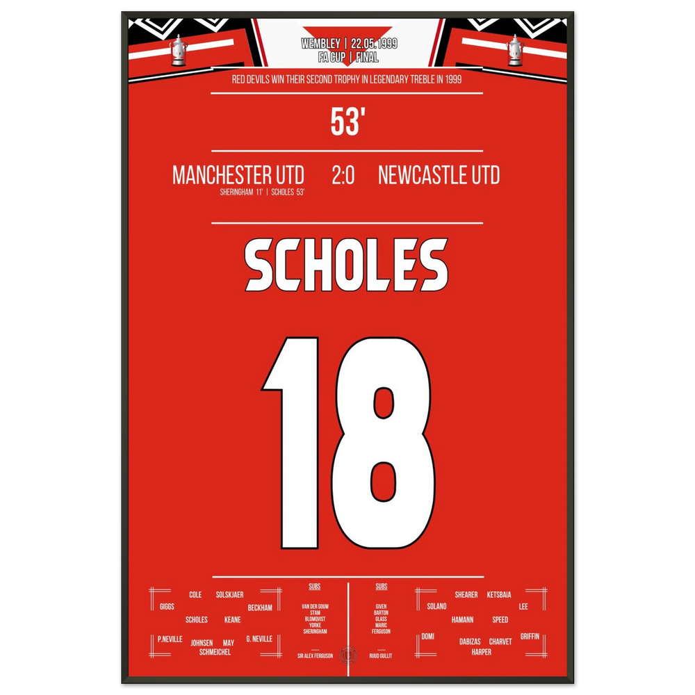 Scholes marca en el triunfo de la Copa del United en Wembley durante la temporada del triplete.