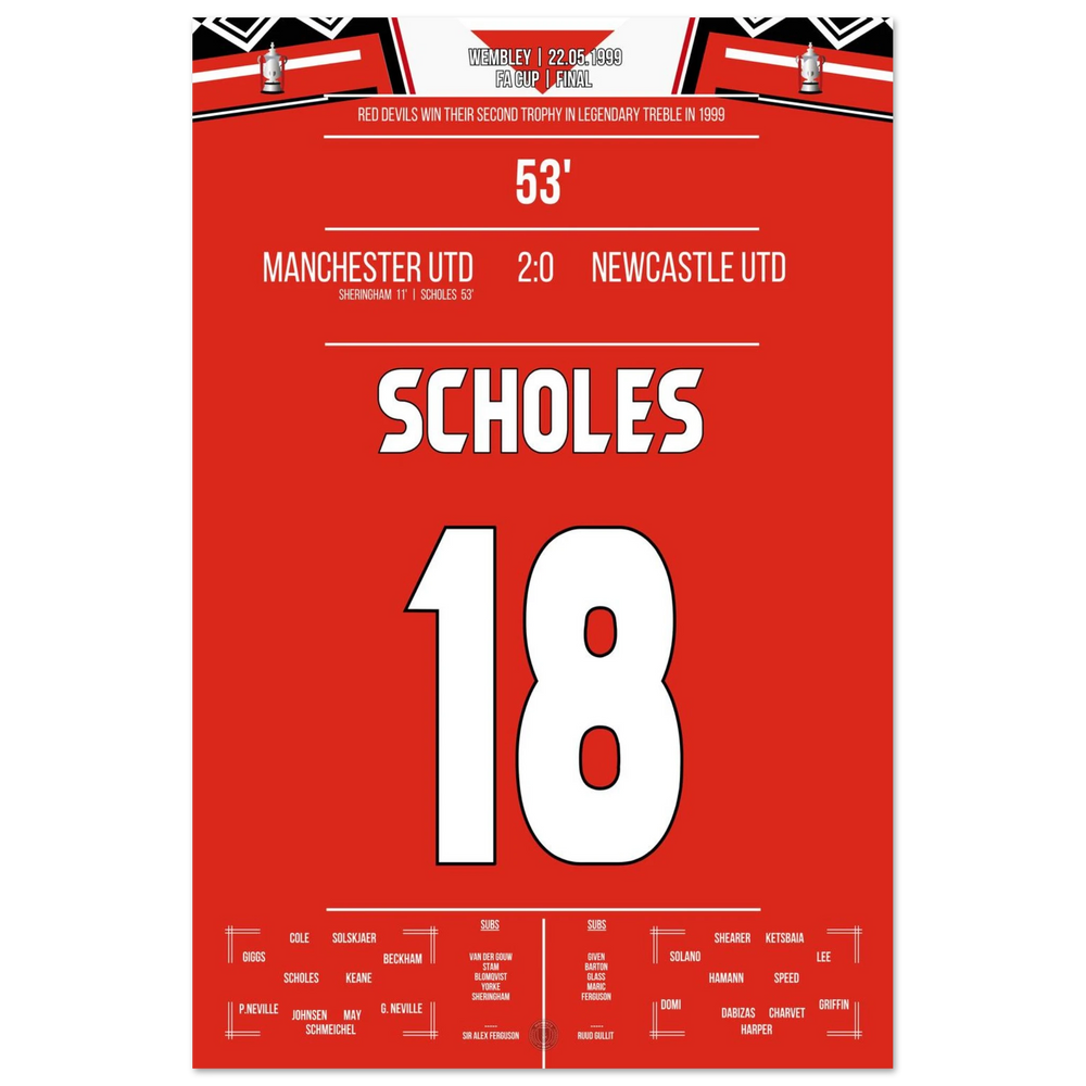 Scholes marca en el triunfo de la Copa del United en Wembley durante la temporada del triplete.